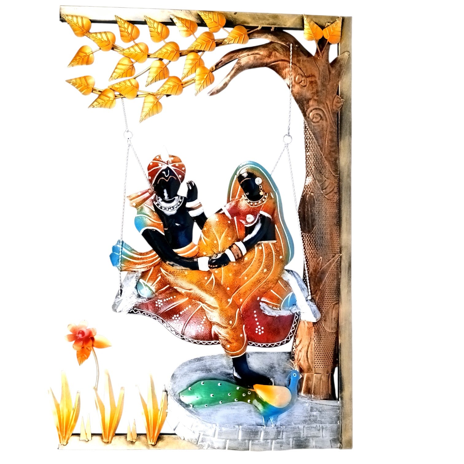 Radha Krishna Wall Hanging with LED Light | Decorative Backlit Wall Art for Living Room, Bedroom & Temple | Traditional Home Decor & Gift Item - 30 Inch