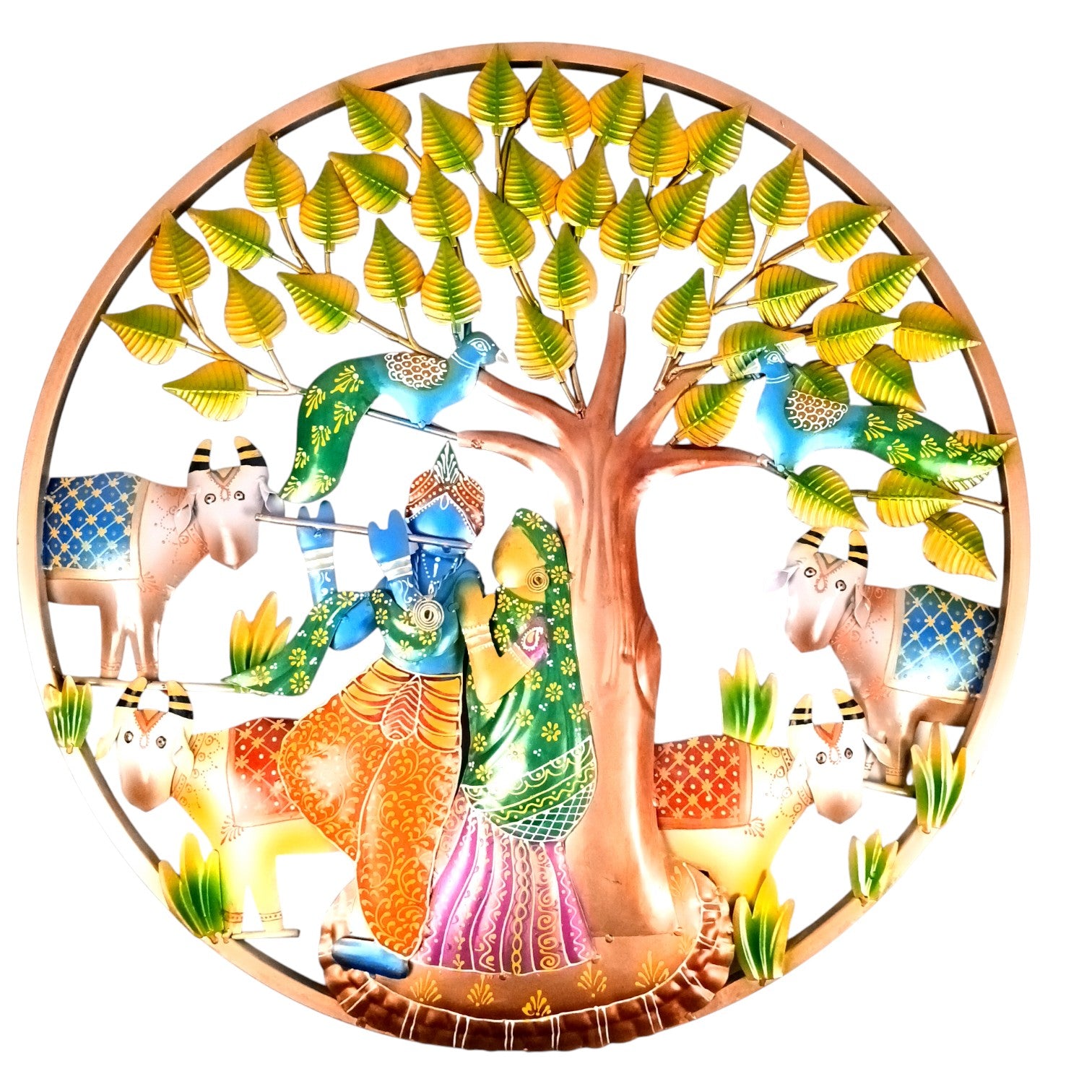 Radha Krishna Wall Hanging with LED Light | Decorative Spiritual Wall Art for Living Room, Bedroom & Temple | Traditional Home Decor & Gift Item - 24 Inch - Apkamart