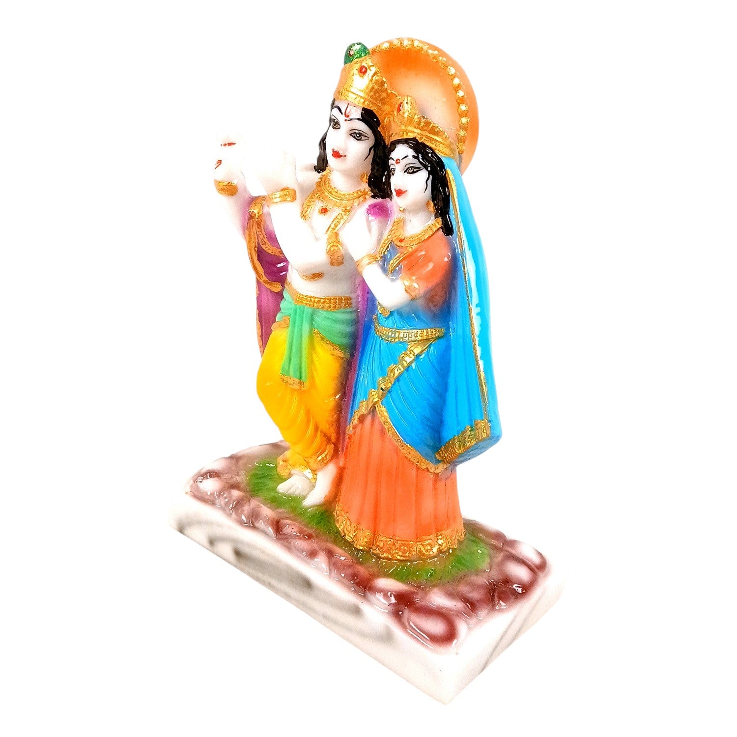 Radha Krishna Statue | Radhe Krishna Idol for Home, Pooja Room & Vastu | Religious Table Decor Showpiece & Diwali Gift | Housewarming, Festival Gifting - 8 Inch - Apkamart