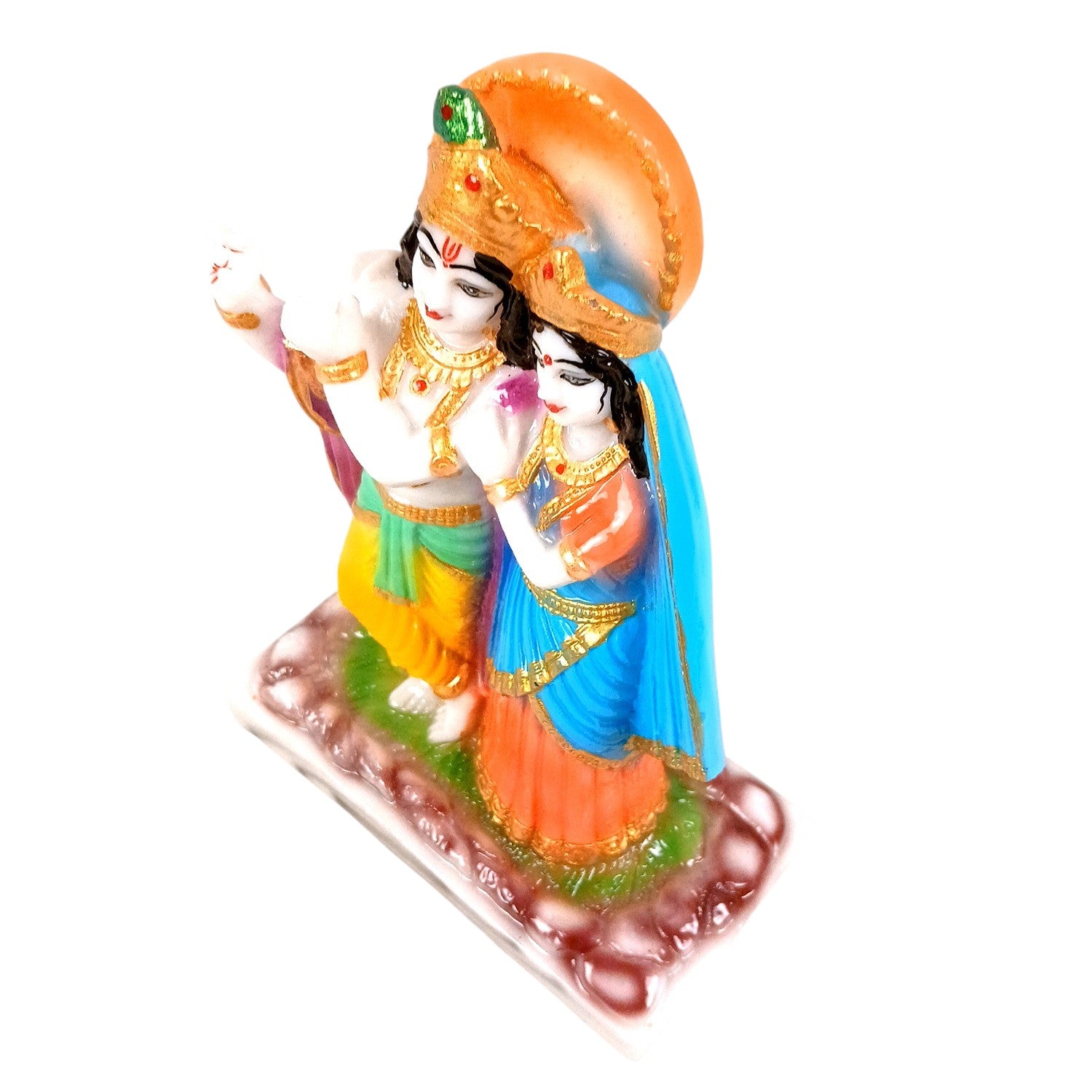Radha Krishna Statue | Radhe Krishna Idol for Home, Pooja Room & Vastu | Religious Table Decor Showpiece & Diwali Gift | Housewarming, Festival Gifting - 8 Inch - Apkamart