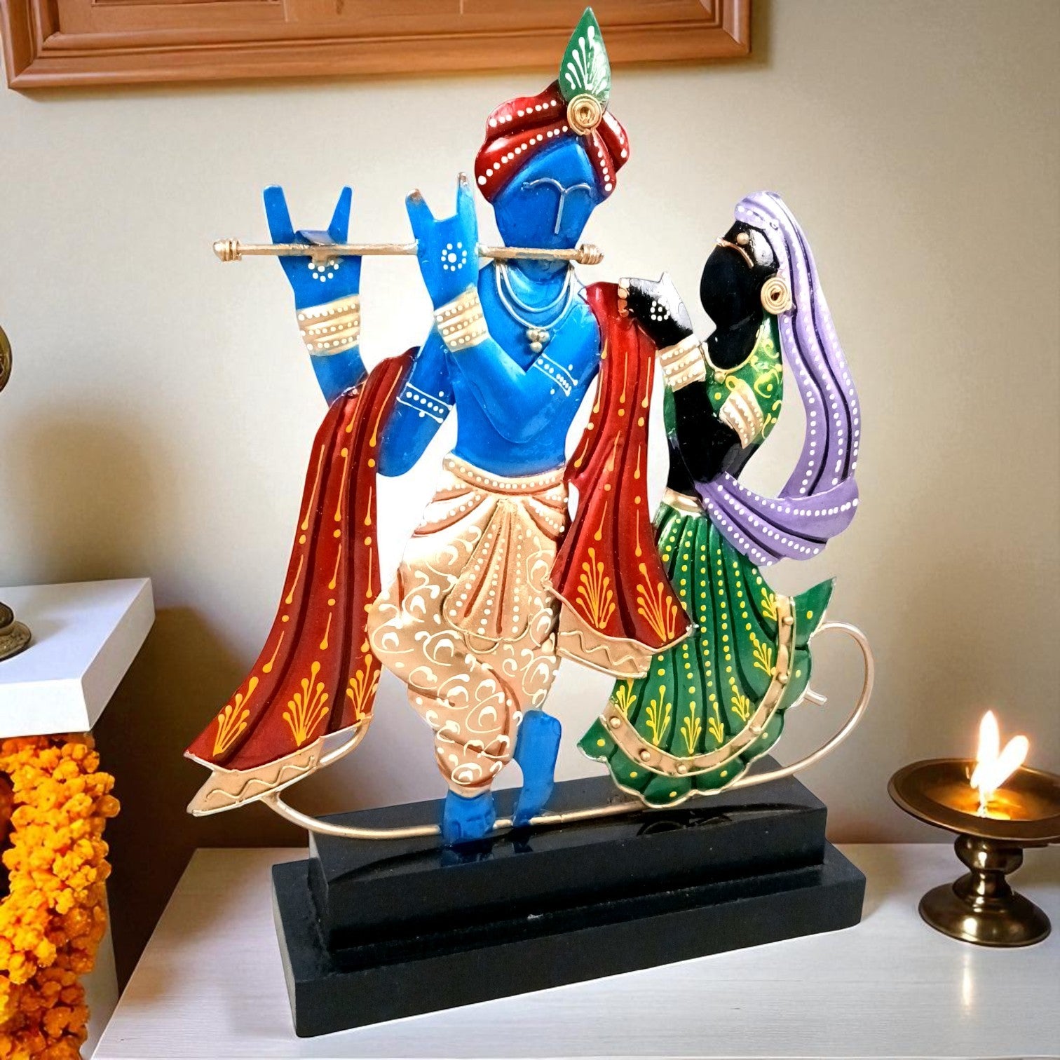 Radha Krishna Statue | Decorative Spiritual Idol for Home Temple, Living Room & Office | Traditional Hindu God Showpiece & Gift Item - 13 Inch - Apkamart