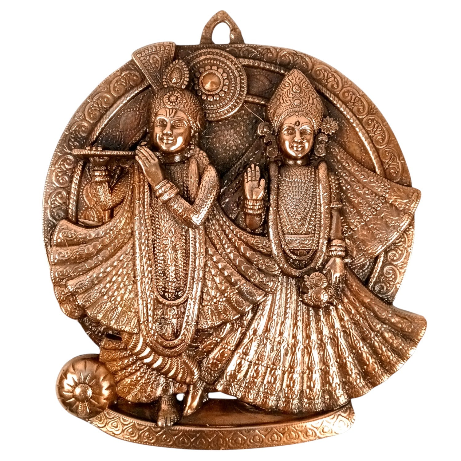 Radha Krishna Wall Hanging Showpiece | Handcrafted Home Decor for Living Room & Bedroom | Elegant Ethnic Wall Art | Traditional Spiritual Gift - 18 Inch - Apkamart