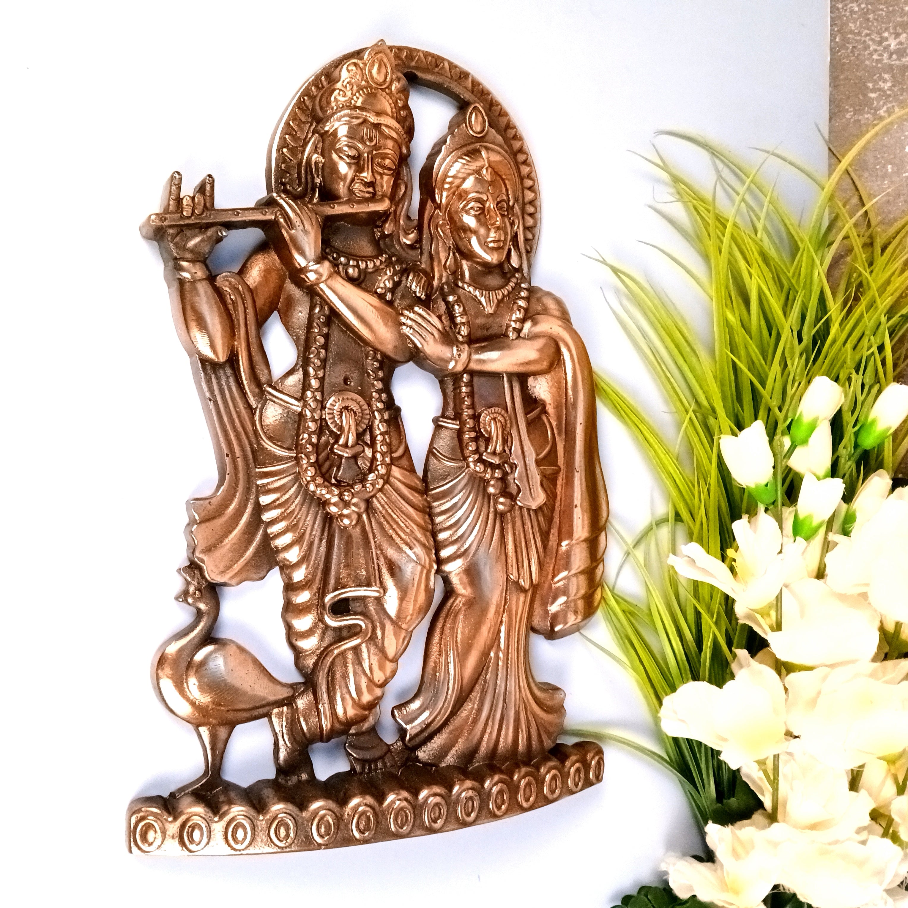 Radha Krishan Wall Hanging Showpiece | Idol for Home & Wall Decor | Spiritual Decoration Gift for Living Room, Bedroom & Festivals - 16 Inch - Apkamart