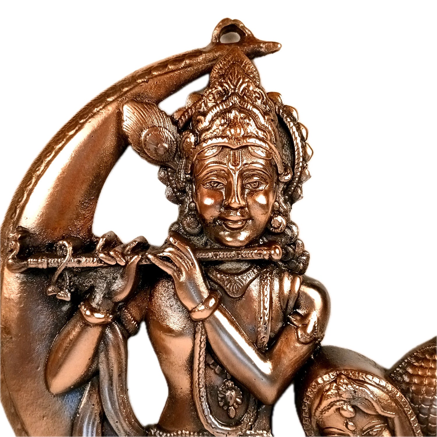 Radha Krishna Wall Hanging Idol - Sitting On Moon With Peacock | Shri Krishna Radha Wall Art Statue - for Gift, Home, Living Room, Office, Puja Room Decor - 18 Inch - Apkamart