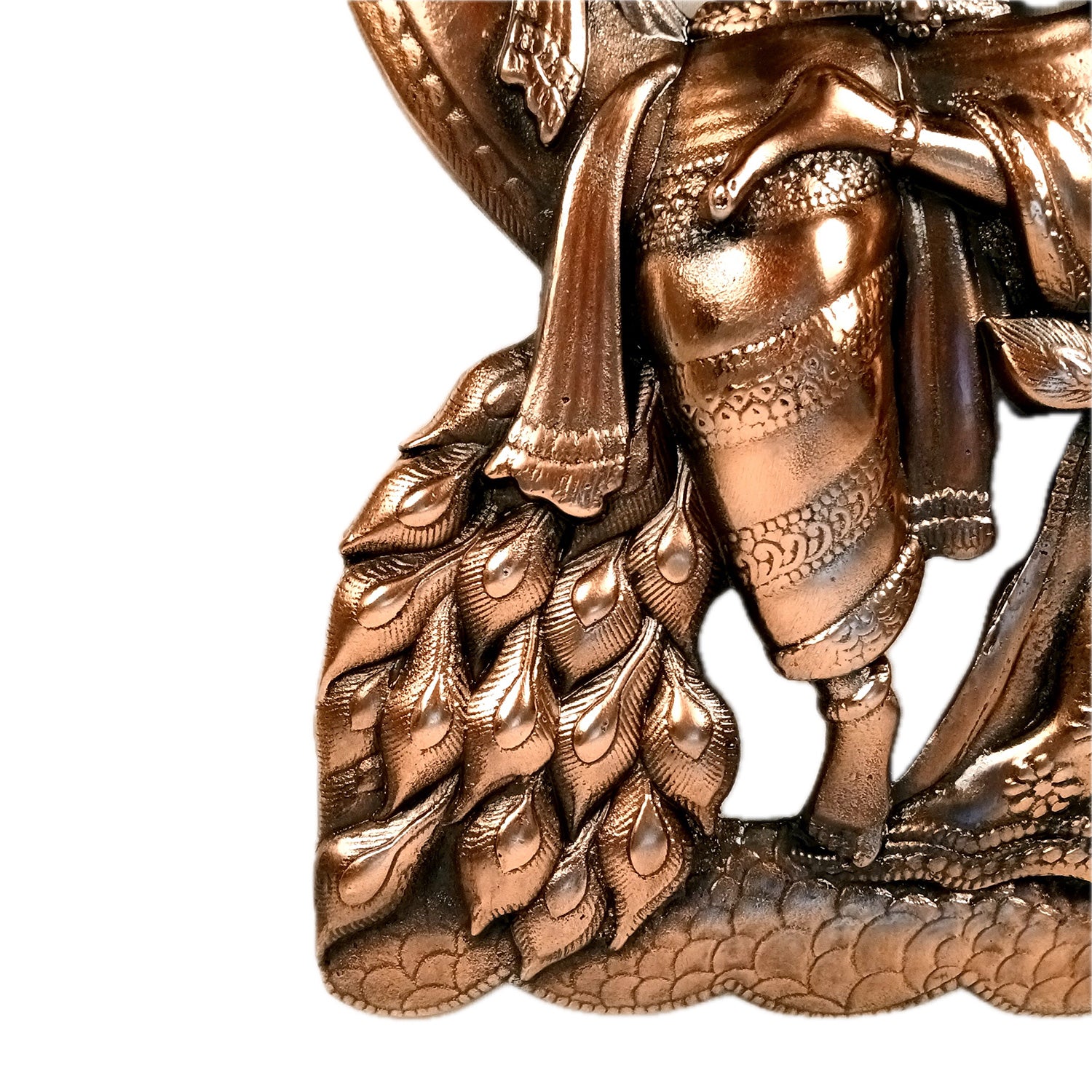 Radha Krishna Wall Hanging Idol - Sitting On Moon With Peacock | Shri Krishna Radha Wall Art Statue - for Gift, Home, Living Room, Office, Puja Room Decor - 18 Inch - Apkamart