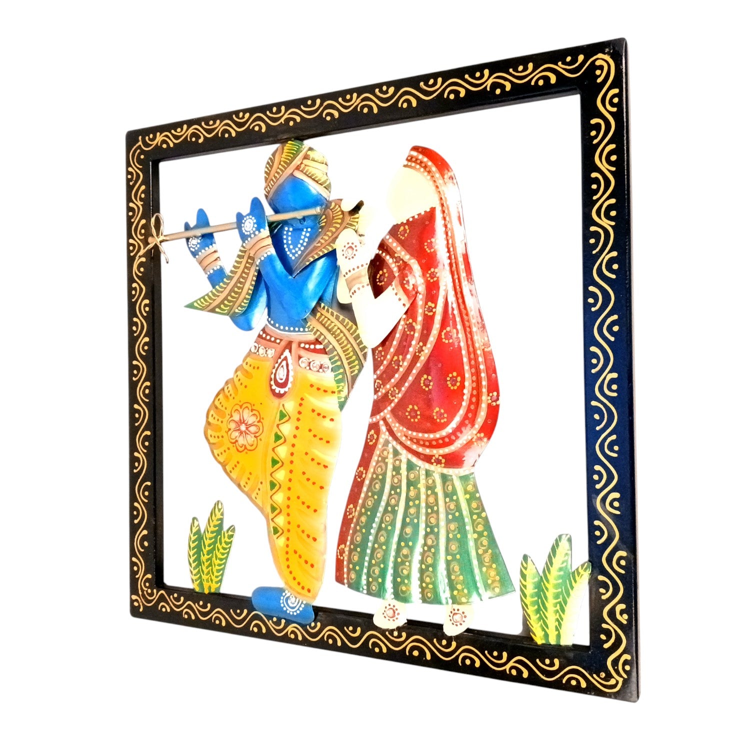 Radha Krishna Wall Hanging | Decorative Handcrafted Wall Art Showpiece | Wall Decor for Living Room, Entrance, Home & Office Decoration - 13 Inch - Apkamart