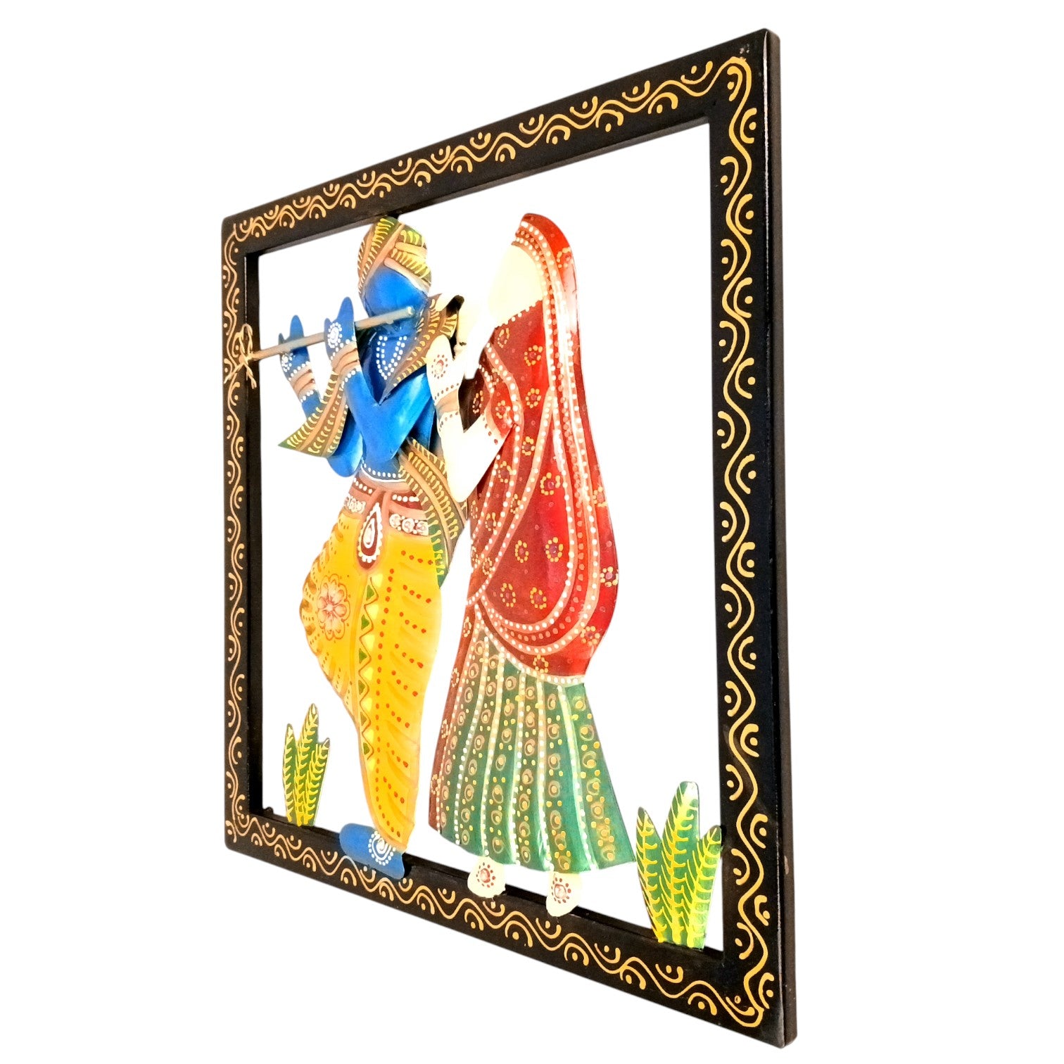 Radha Krishna Wall Hanging | Decorative Handcrafted Wall Art Showpiece | Wall Decor for Living Room, Entrance, Home & Office Decoration - 13 Inch - Apkamart