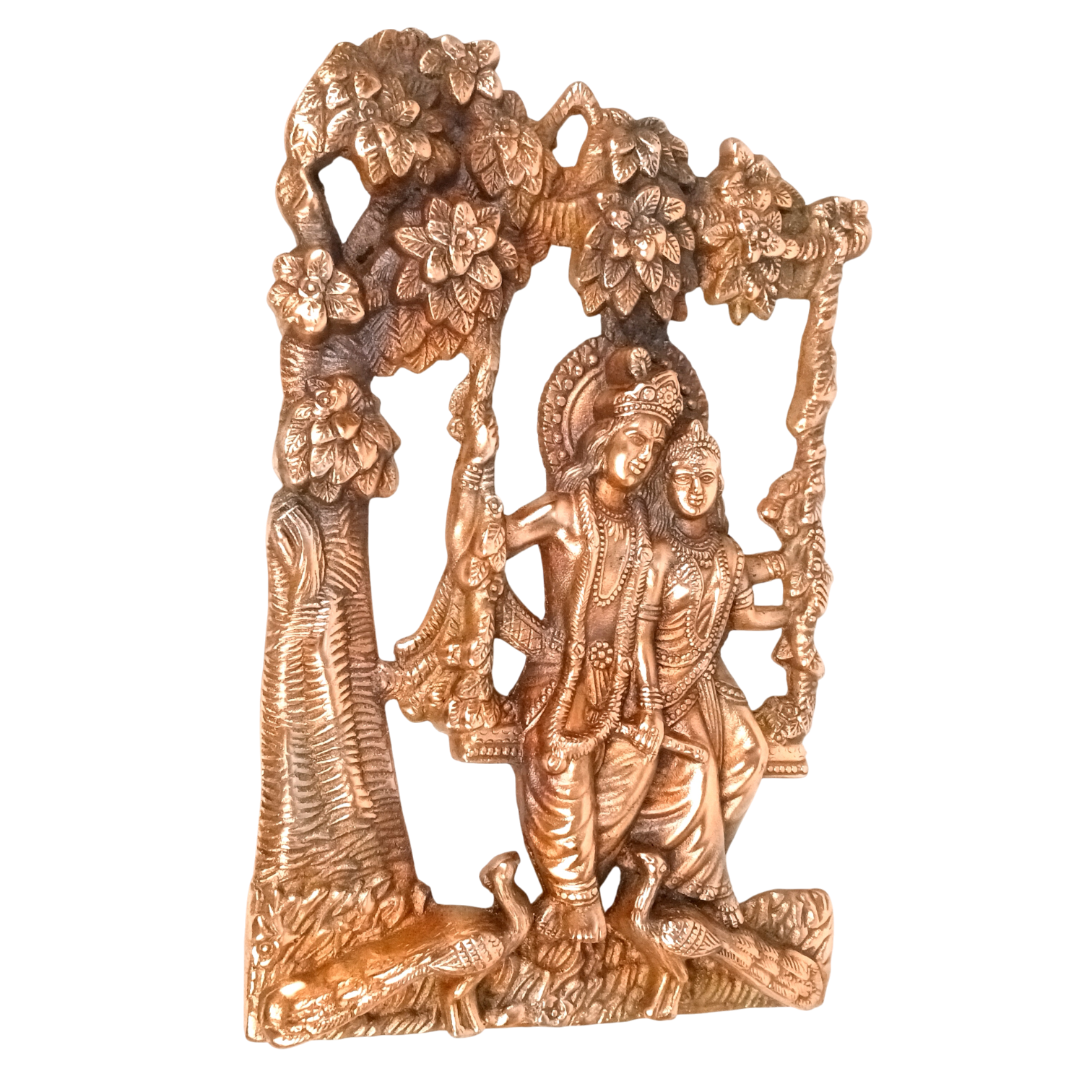 Radha Krishna Wall Hanging – Decorative Metal Wall Art in Antique Finish for Home, Temple & Living Room Decor | Traditional Hindu God Wall Hanging for Puja Room - 15 Inch - Apkamart