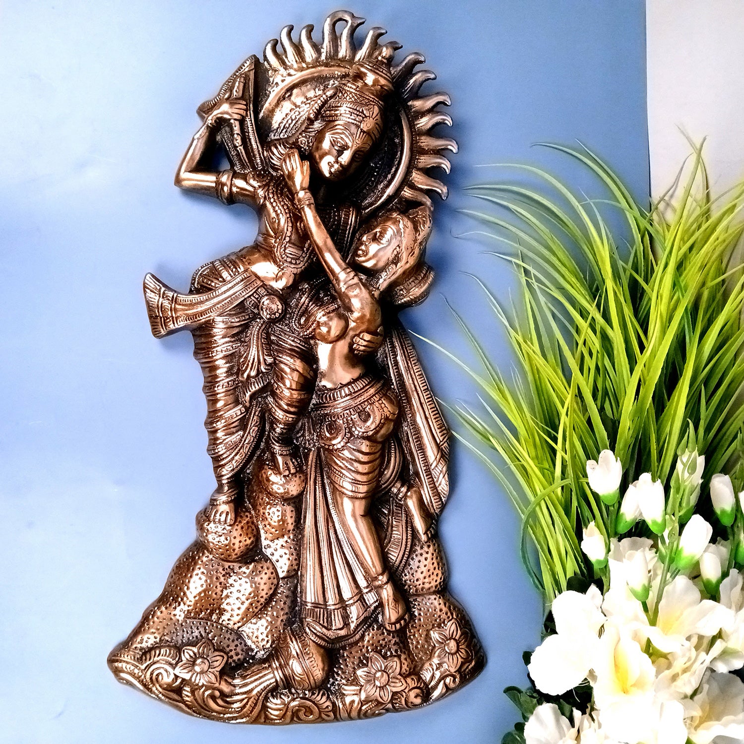 Radha Krishna Wall Hanging Idol - Dancing Pose | Shri Krishna Radha Wall Art Statue For Big Walls - for Gift, Home, Living Room, Office, Puja Room Decoration - 24 Inch - Apkamart #Style_Design 1