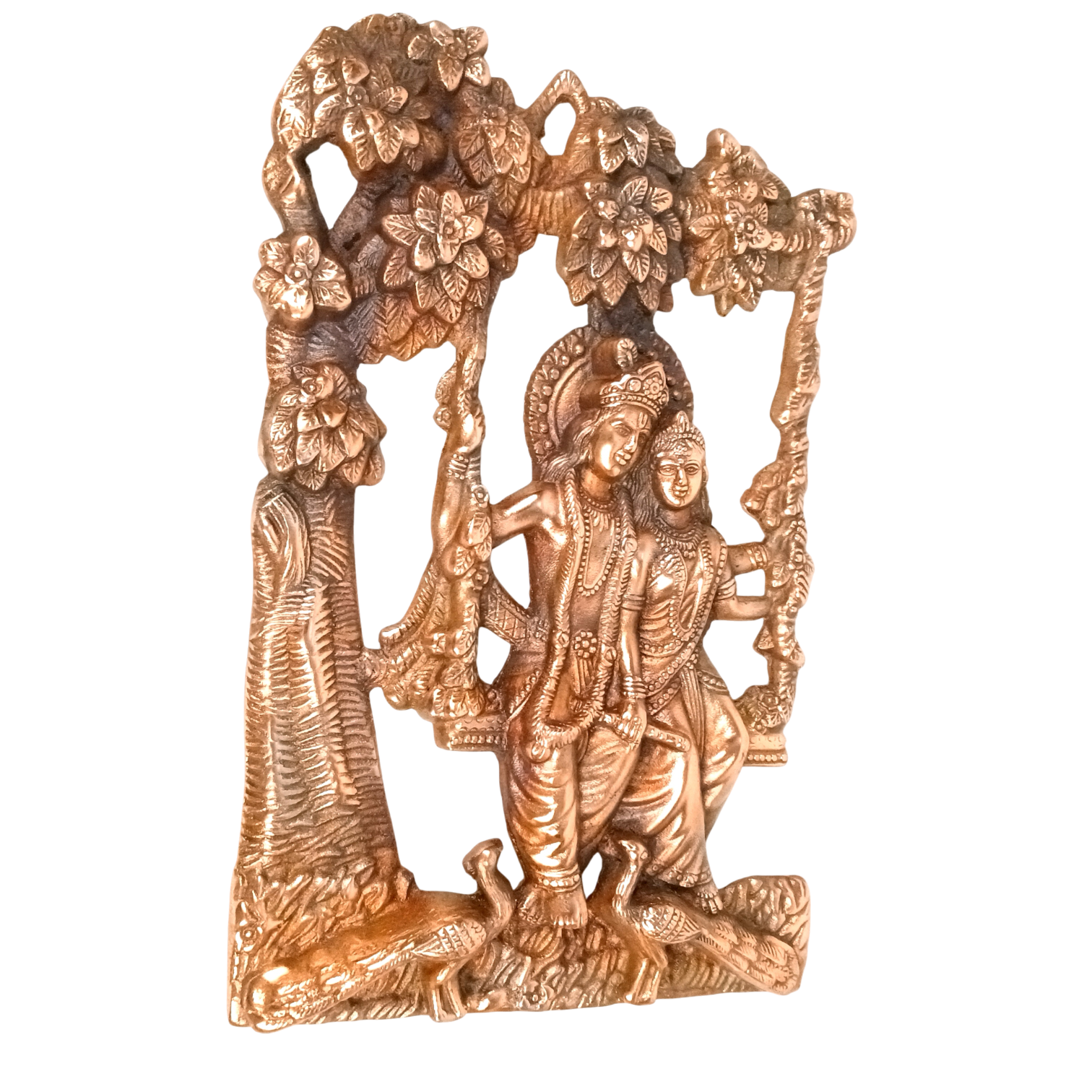 Radha Krishna Wall Hanging – Decorative Metal Wall Art in Antique Finish for Home, Temple & Living Room Decor | Traditional Hindu God Wall Hanging for Puja Room - 15 Inch - Apkamart