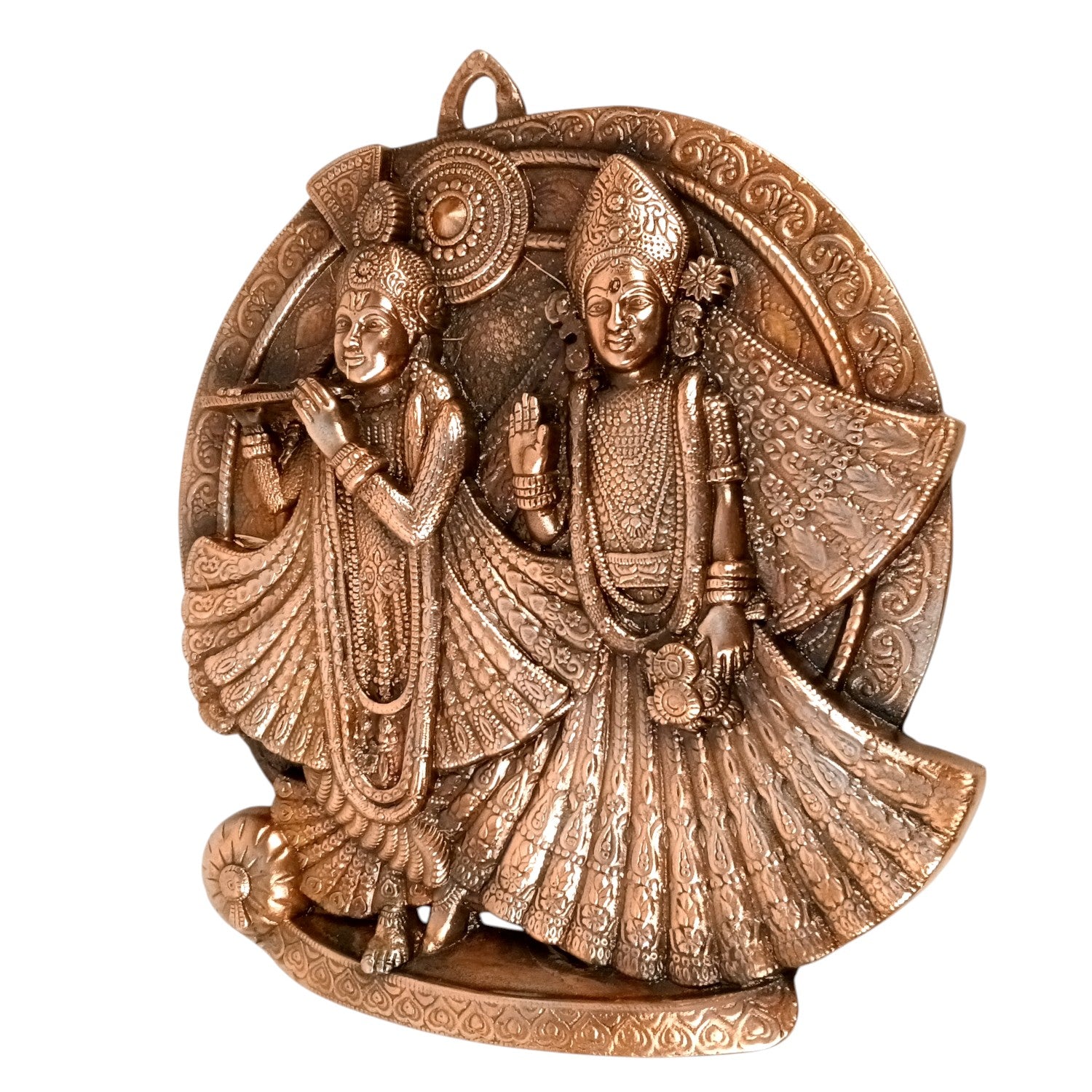 Radha Krishna Wall Hanging Showpiece | Handcrafted Home Decor for Living Room & Bedroom | Elegant Ethnic Wall Art | Traditional Spiritual Gift - 18 Inch - Apkamart