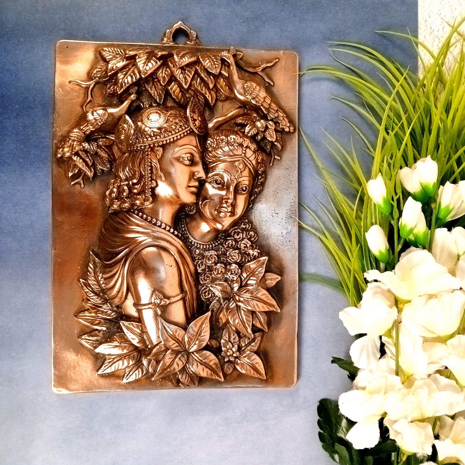 Radha Krishna Wall Hanging Idol | Radhe Krishna Wall Statue Murti | Wedding Gift for Couples | Religious Gift - for Home, Living Room, Office, Puja , Entrance Decoration - 18 Inch - Apkamart