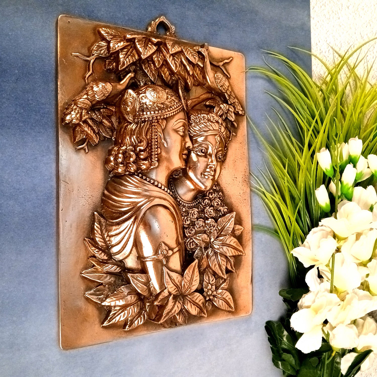 Radha Krishna Wall Hanging Idol | Radhe Krishna Wall Statue Murti | Wedding Gift for Couples | Religious Gift - for Home, Living Room, Office, Puja , Entrance Decoration - 18 Inch - Apkamart