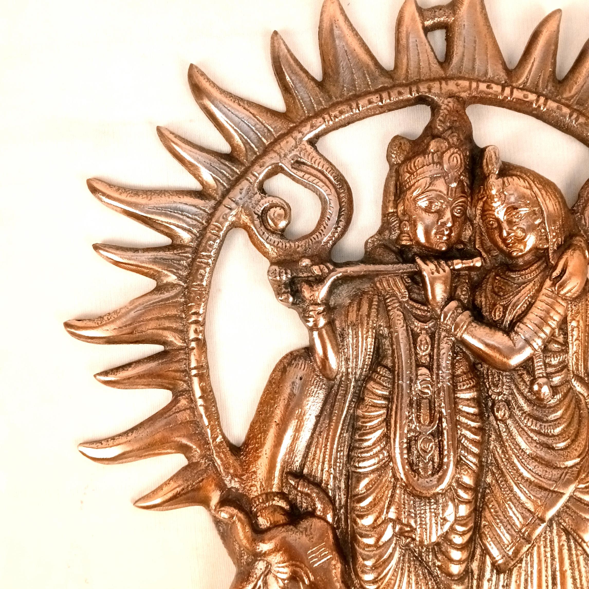 Radha Krishna Wall Hanging | Shri Radhe Krishna Metal Idol | Religious Wall Decor for Home, Pooja Room, Living Room & Office | Auspicious Gift for Housewarming - 16 Inch - Apkamart