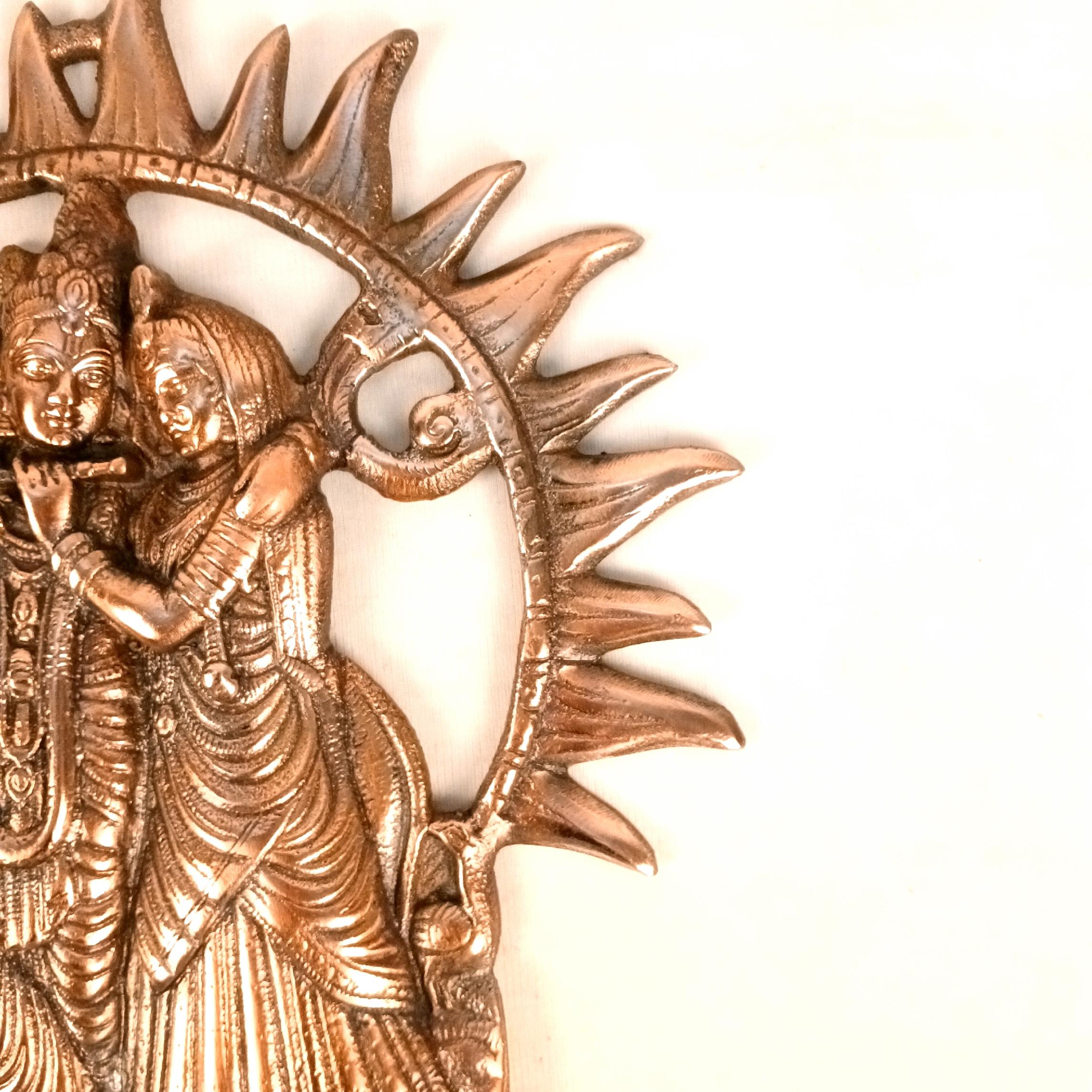 Radha Krishna Wall Hanging | Shri Radhe Krishna Metal Idol | Religious Wall Decor for Home, Pooja Room, Living Room & Office | Auspicious Gift for Housewarming - 16 Inch - Apkamart