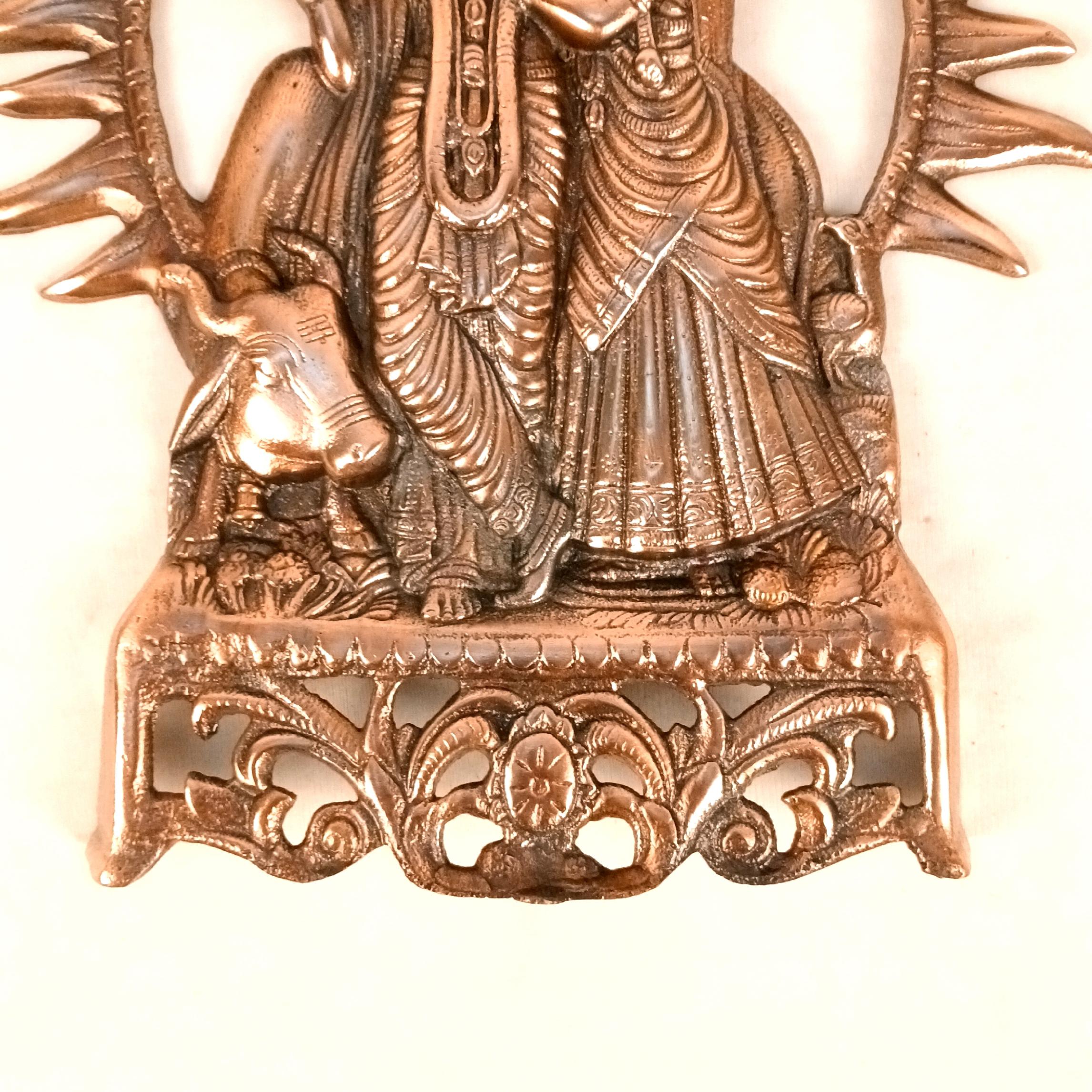 Radha Krishna Wall Hanging | Shri Radhe Krishna Metal Idol | Religious Wall Decor for Home, Pooja Room, Living Room & Office | Auspicious Gift for Housewarming - 16 Inch - Apkamart