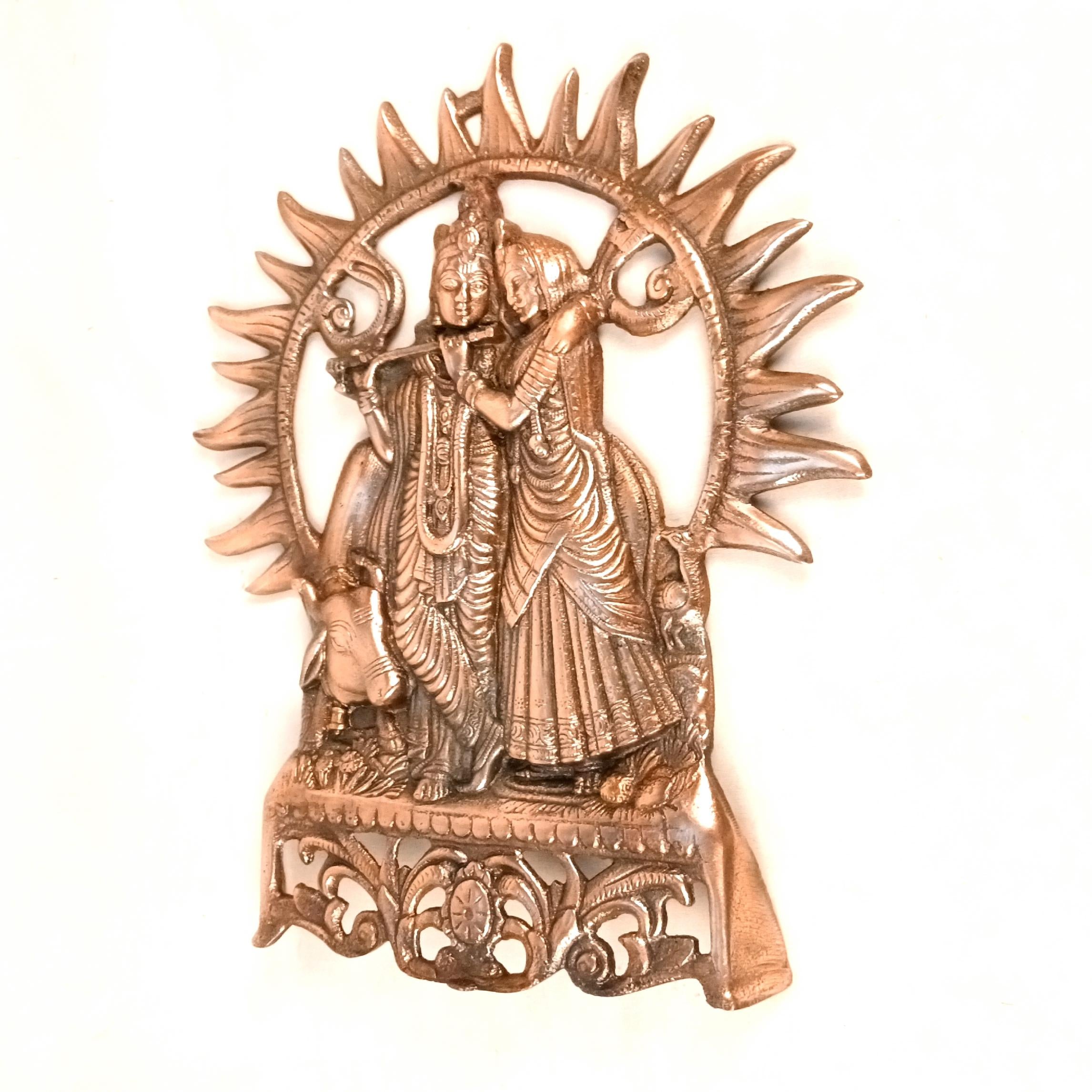 Radha Krishna Wall Hanging | Shri Radhe Krishna Metal Idol | Religious Wall Decor for Home, Pooja Room, Living Room & Office | Auspicious Gift for Housewarming - 16 Inch - Apkamart