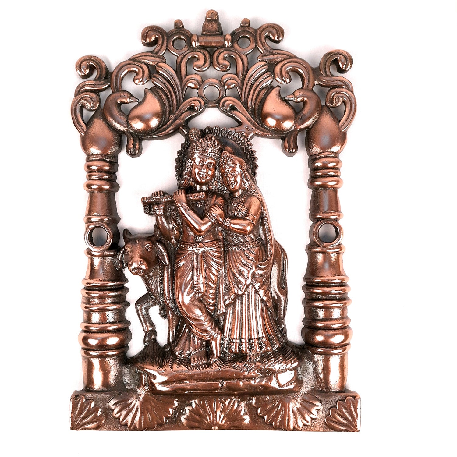 Radha Krishna Wall Hanging Idol | Shri Radha Krishna With Cow Wall Decor Statue Murti - for Gift, Home, Living Room, Office, Puja Room Decoration & Wedding Gifts - 14 Inch - Apkamart