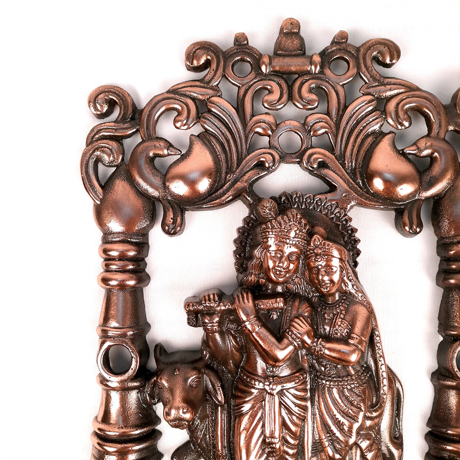 Radha Krishna Wall Hanging Idol | Shri Radha Krishna With Cow Wall Decor Statue Murti - for Gift, Home, Living Room, Office, Puja Room Decoration & Wedding Gifts - 14 Inch - Apkamart