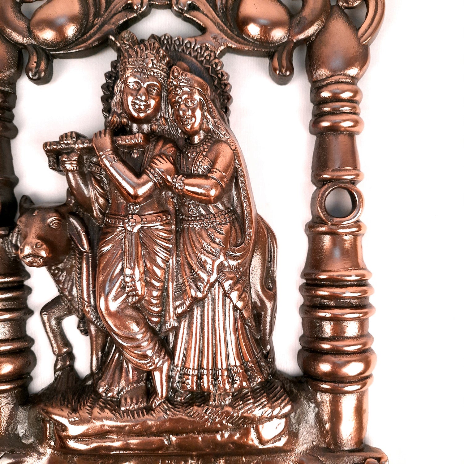Radha Krishna Wall Hanging Idol | Shri Radha Krishna With Cow Wall Decor Statue Murti - for Gift, Home, Living Room, Office, Puja Room Decoration & Wedding Gifts - 14 Inch - Apkamart