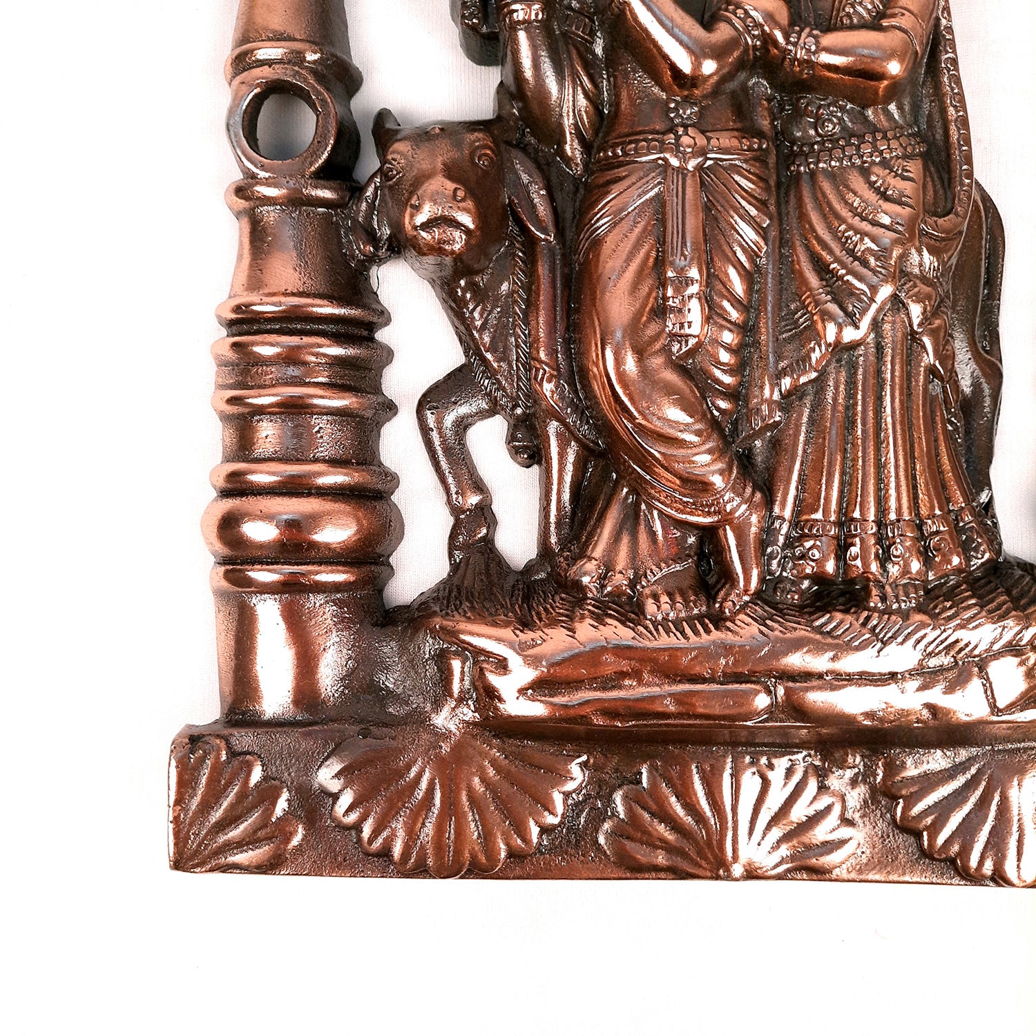 Radha Krishna Wall Hanging Idol | Shri Radha Krishna With Cow Wall Decor Statue Murti - for Gift, Home, Living Room, Office, Puja Room Decoration & Wedding Gifts - 14 Inch - Apkamart