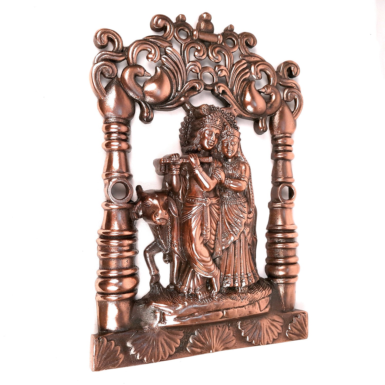 Radha Krishna Wall Hanging Idol | Shri Radha Krishna With Cow Wall Decor Statue Murti - for Gift, Home, Living Room, Office, Puja Room Decoration & Wedding Gifts - 14 Inch - Apkamart