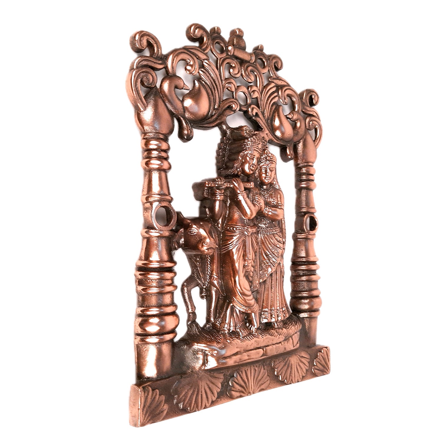 Radha Krishna Wall Hanging Idol | Shri Radha Krishna With Cow Wall Decor Statue Murti - for Gift, Home, Living Room, Office, Puja Room Decoration & Wedding Gifts - 14 Inch - Apkamart
