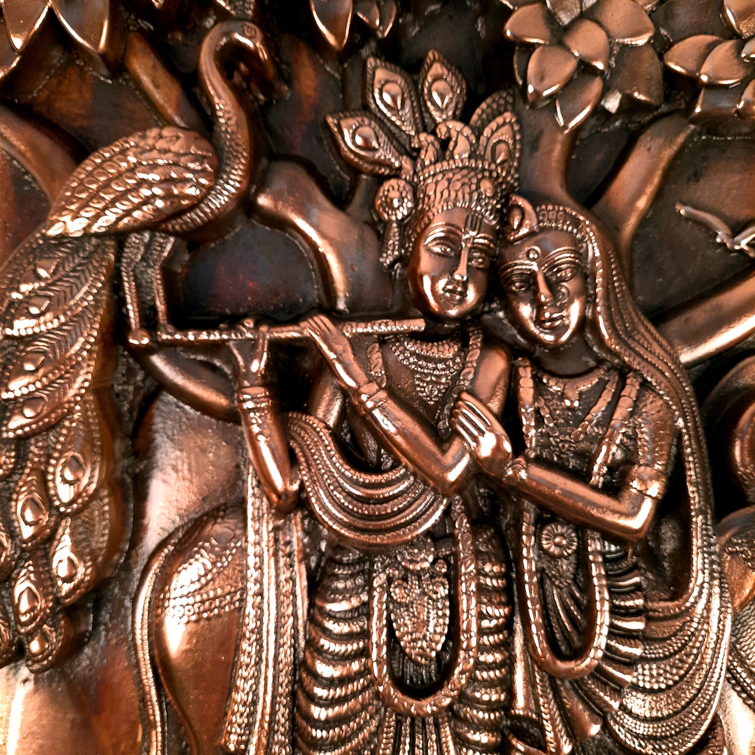 Radha Krishna Wall Hanging Idol | Krishan Playing Flute With Cow Wall Art - for Home, Living Room, Office, Puja, Entrance Decoration, Wedding Gift - 18 Inch - Apkamart #Size_18 Inch