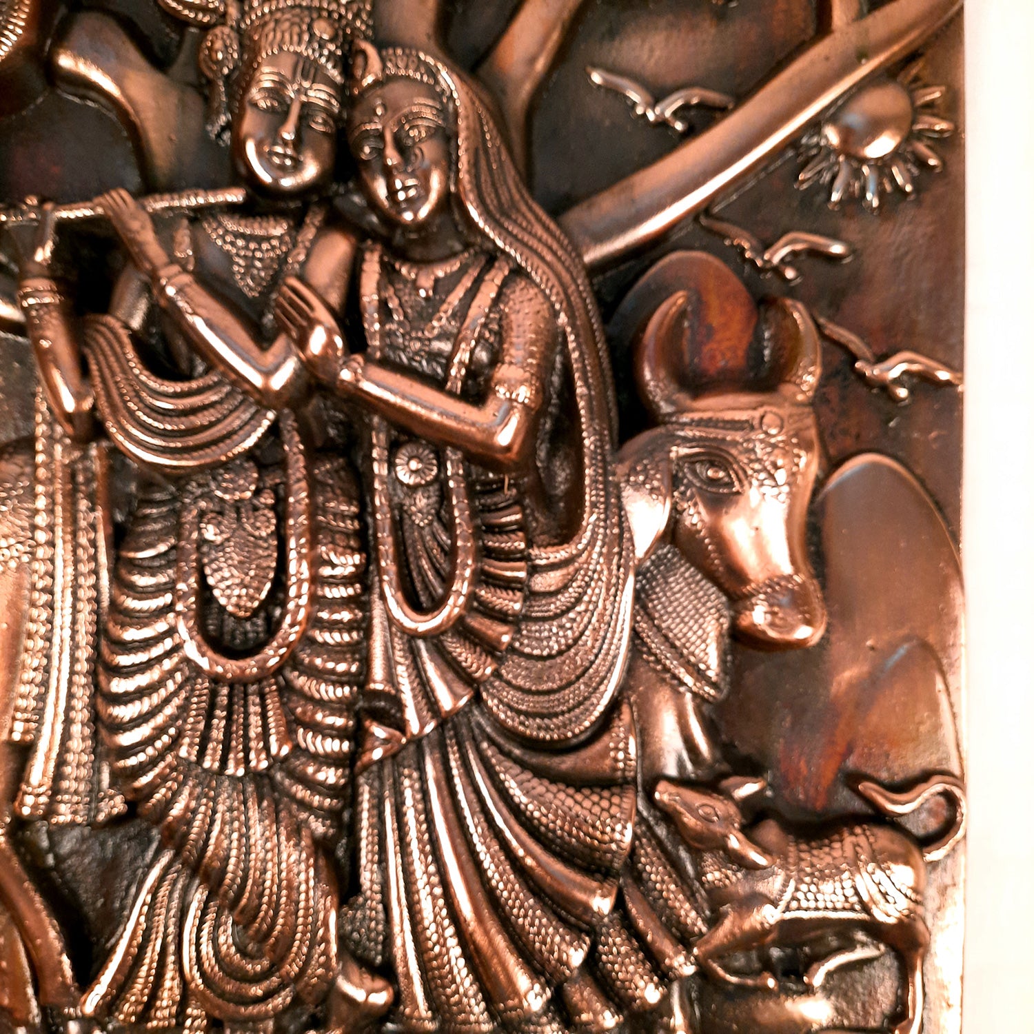 Radha Krishna Wall Hanging Idol | Krishan Playing Flute With Cow Wall Art - for Home, Living Room, Office, Puja, Entrance Decoration, Wedding Gift - 18 Inch - Apkamart #Size_18 Inch