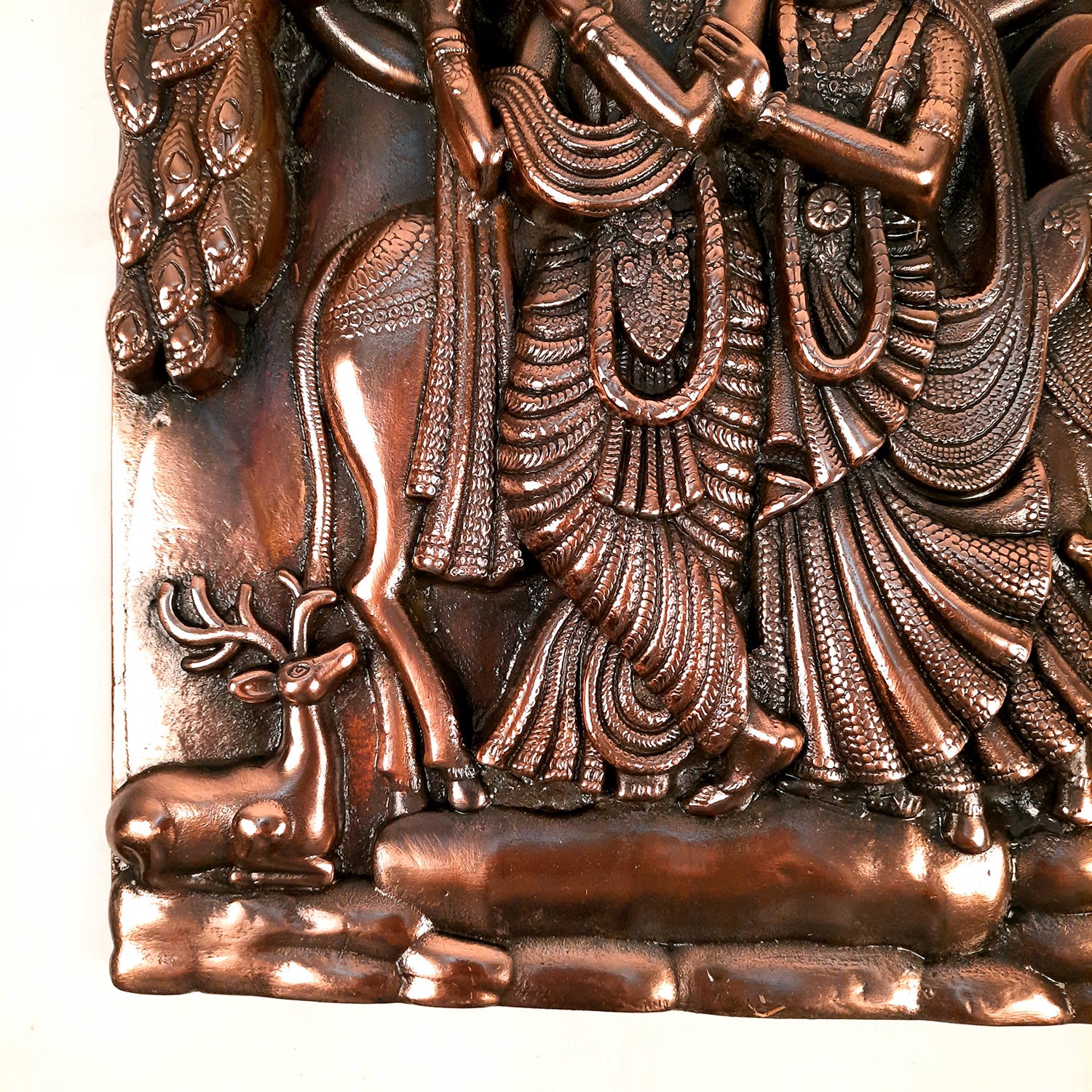 Radha Krishna Wall Hanging Idol | Krishan Playing Flute With Cow Wall Art - for Home, Living Room, Office, Puja, Entrance Decoration, Wedding Gift - 18 Inch - Apkamart #Size_18 Inch