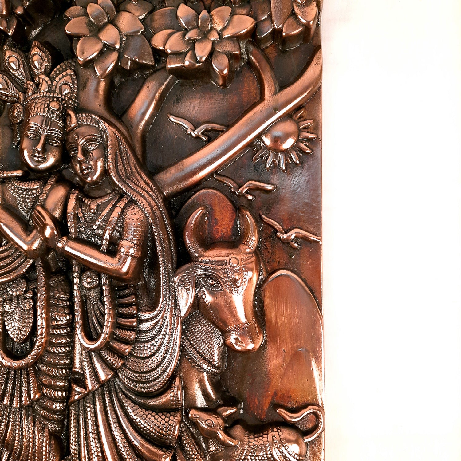 Radha Krishna Wall Hanging Idol | Krishan Playing Flute With Cow Wall Art - for Home, Living Room, Office, Puja, Entrance Decoration, Wedding Gift - 18 Inch - Apkamart #Size_18 Inch