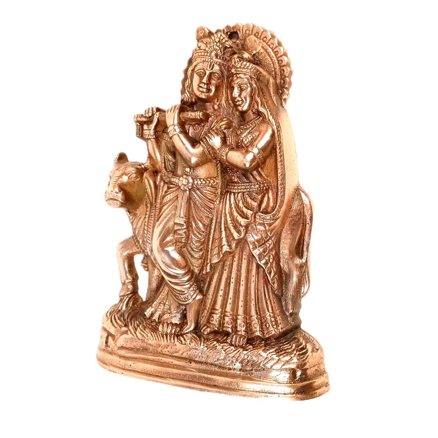 Radha Krishna Wall Hanging | Radhe Krishna With Cow Wall Statue | Wedding Gift for Couples - for Home, Living Room, Office, Puja, Entrance Decoration - 11 Inch - Apkamart