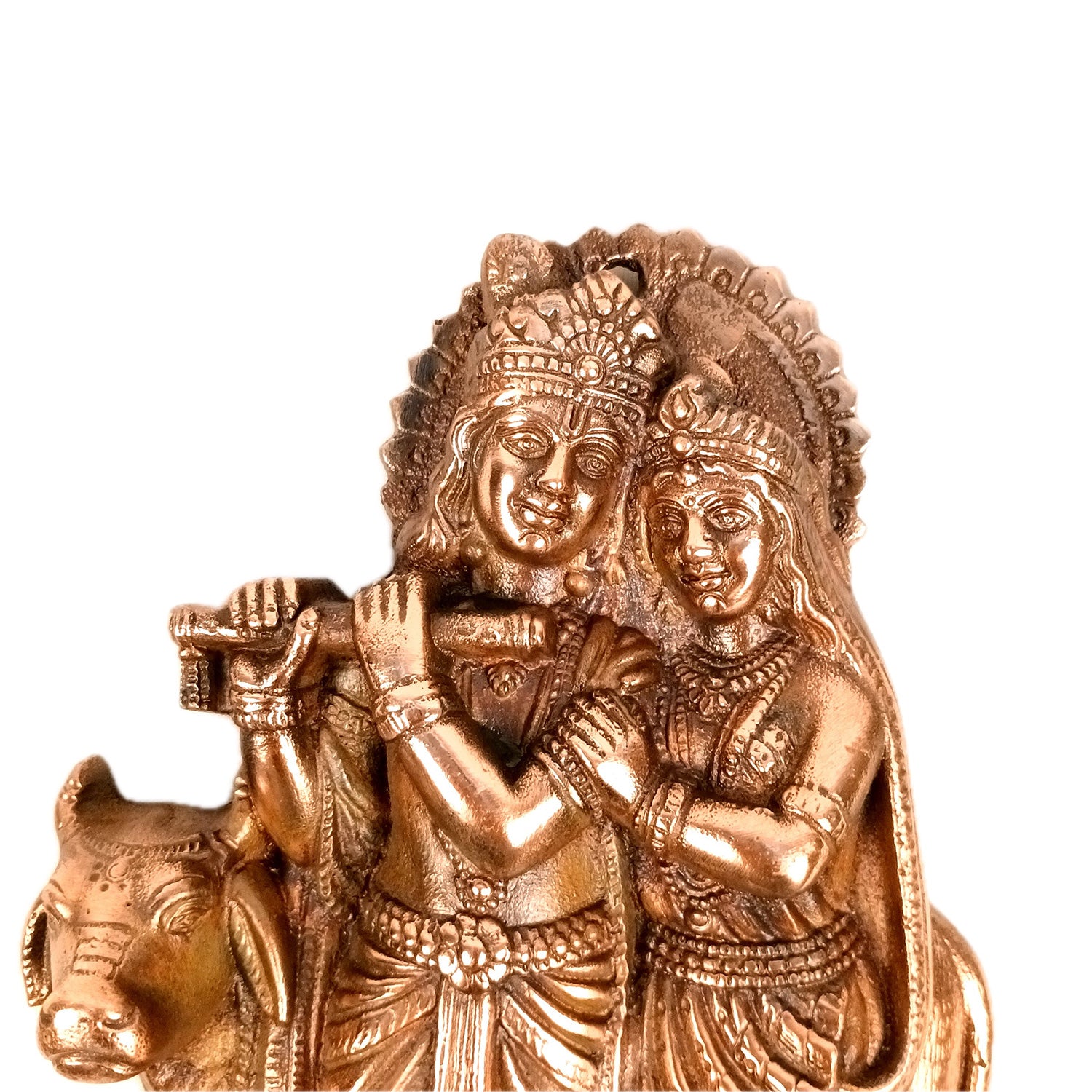 Radha Krishna Wall Hanging | Radhe Krishna With Cow Wall Statue | Wedding Gift for Couples - for Home, Living Room, Office, Puja, Entrance Decoration - 11 Inch - Apkamart