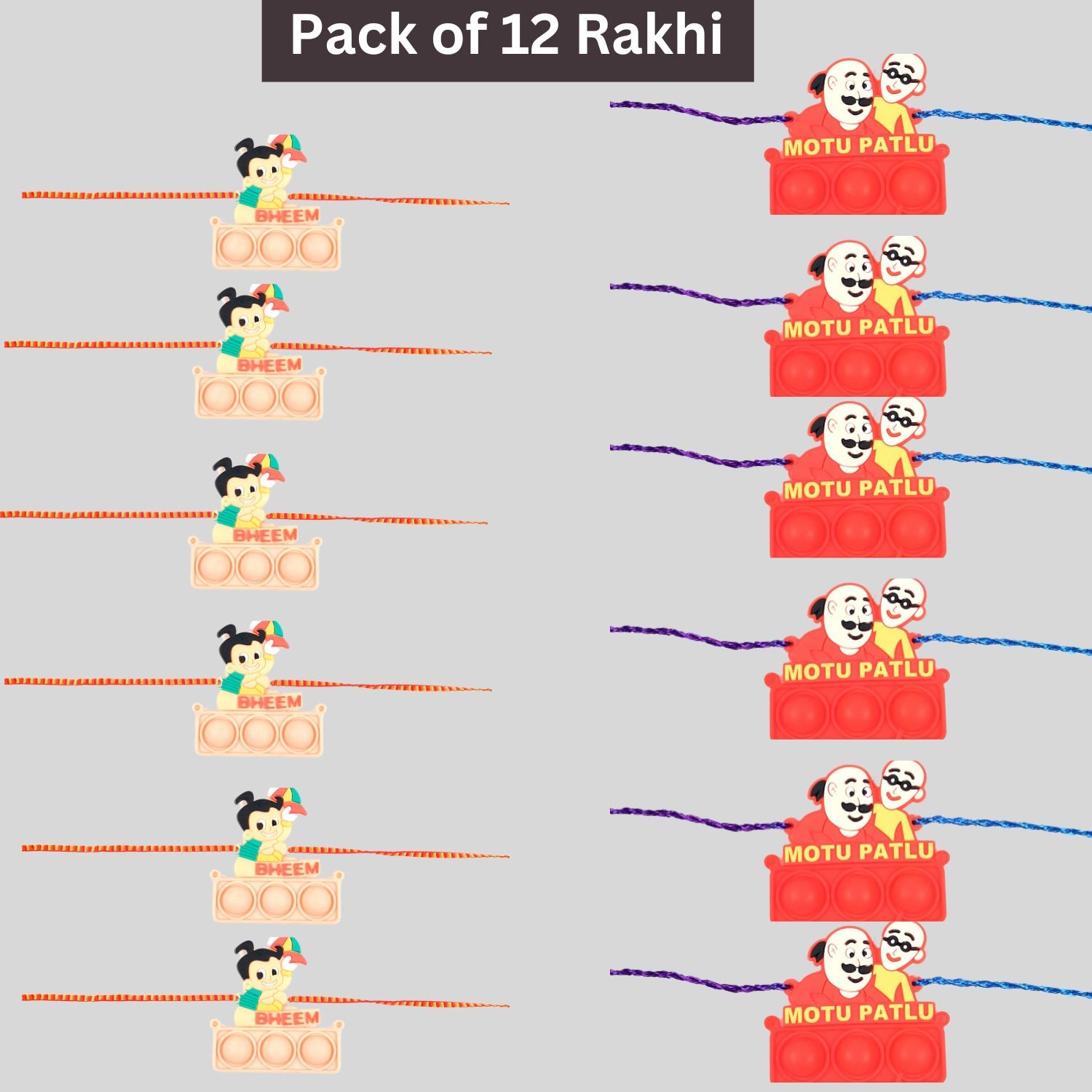 Rakhi Motu Patlu & Chota Bheem Design | Rakhi Combo for Kids & Children - Apkamart #Style_Pack of 12