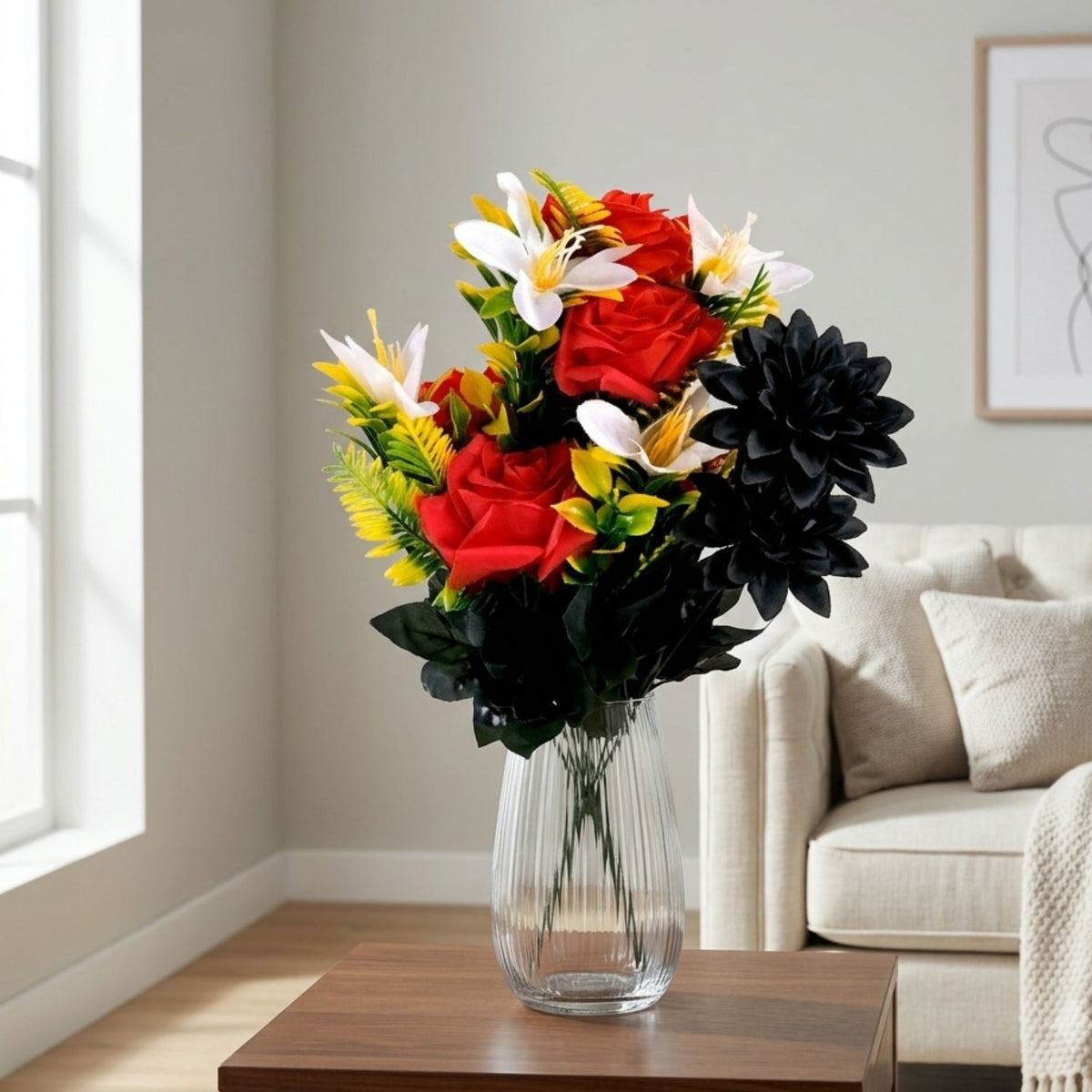 Rose Artificial Flower Bunch for Vase - 16 Inch-Apkamart