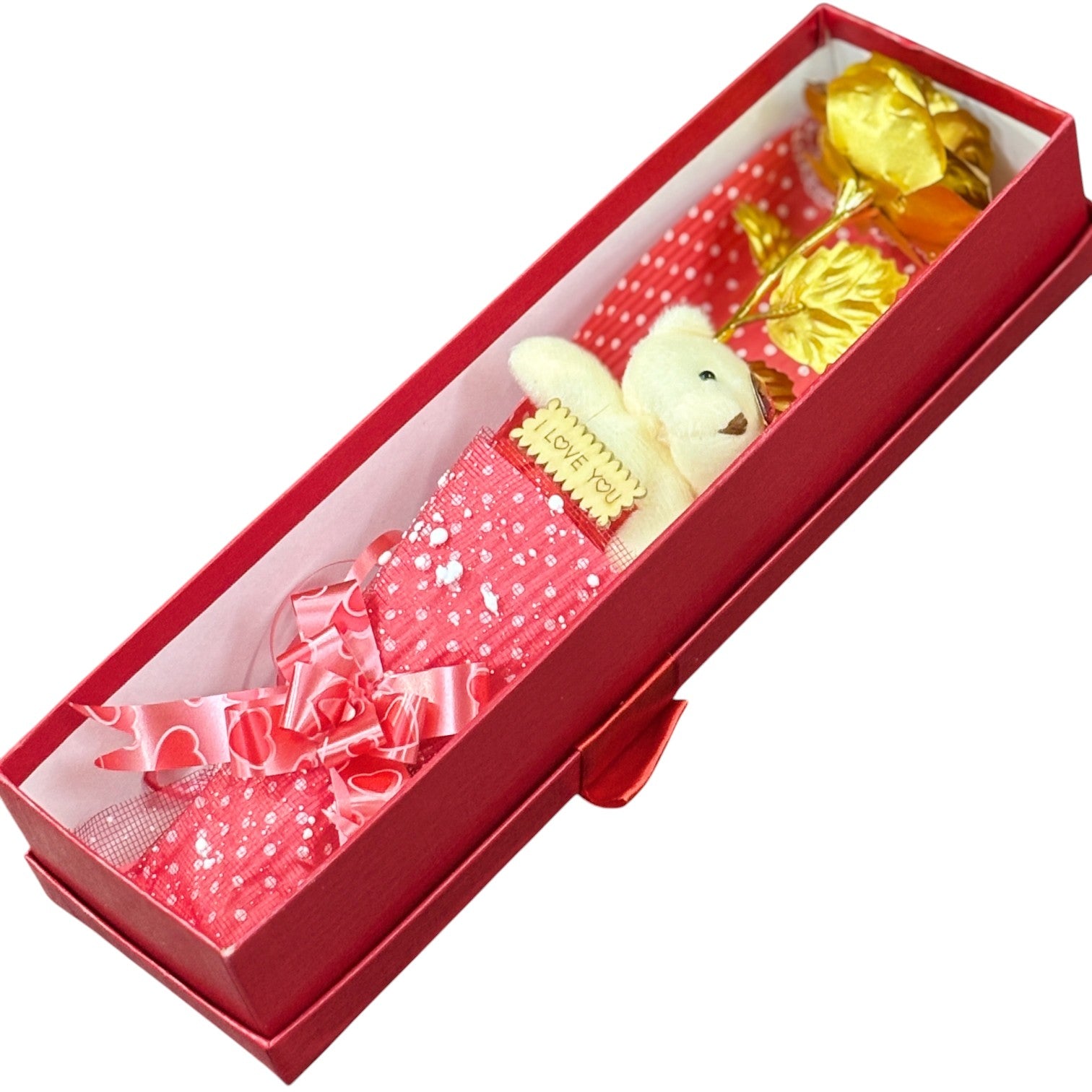 Artificial Golden Rose Flower With Teddy | Valentine Gift for Girlfriend, Wife & Loved Ones | Decorative Rose for Anniversary, Valentine, Birthday & Romantic Gift - 13 Inch - Apkamart