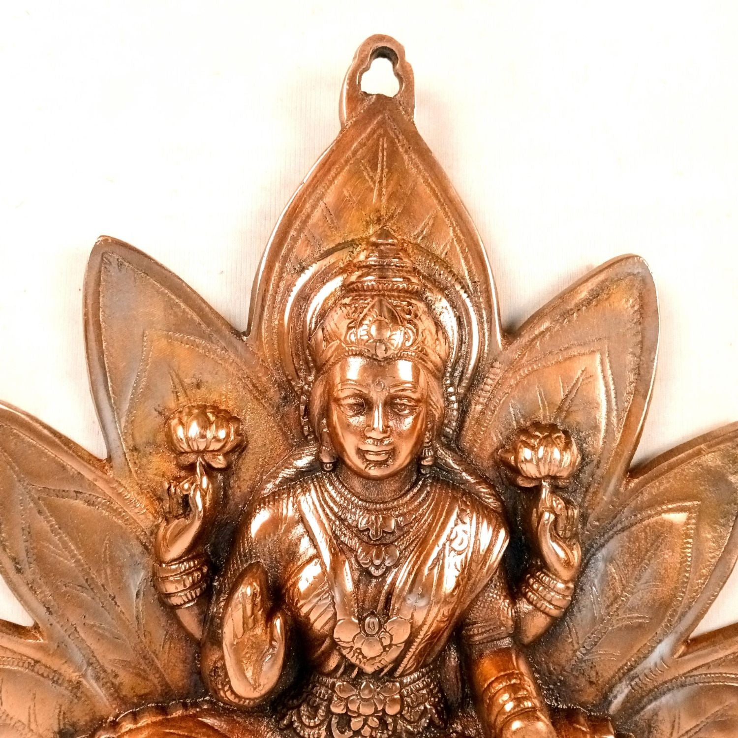 Goddess Saraswati Wall Hanging | Maa Saraswati Metal Idol Sitting in Lotus | Religious Wall Decor for Home, Pooja Room, Office & Living Room | Auspicious Gift - 17 Inch - Apkamart