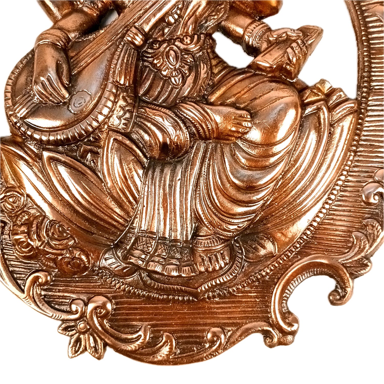 Saraswati Idol Wall Hanging | Goddess Sarasvati Playing Veena Wall Statue |Religoius & Spiritual Wall Art - For Puja, Home & Entrance, Living Room & Gift - 16 Inch - Apkamart