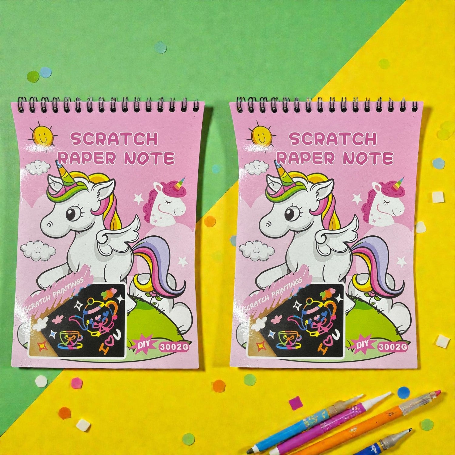 Scratch Paper Art & Craft Magic Coloring Book for Kids | Drawing & Coloring Book | Creative DIY Art Notebook for Kids | Fun Return Gift for Birthday Parties - Apkamart #Style_Pack Of 2