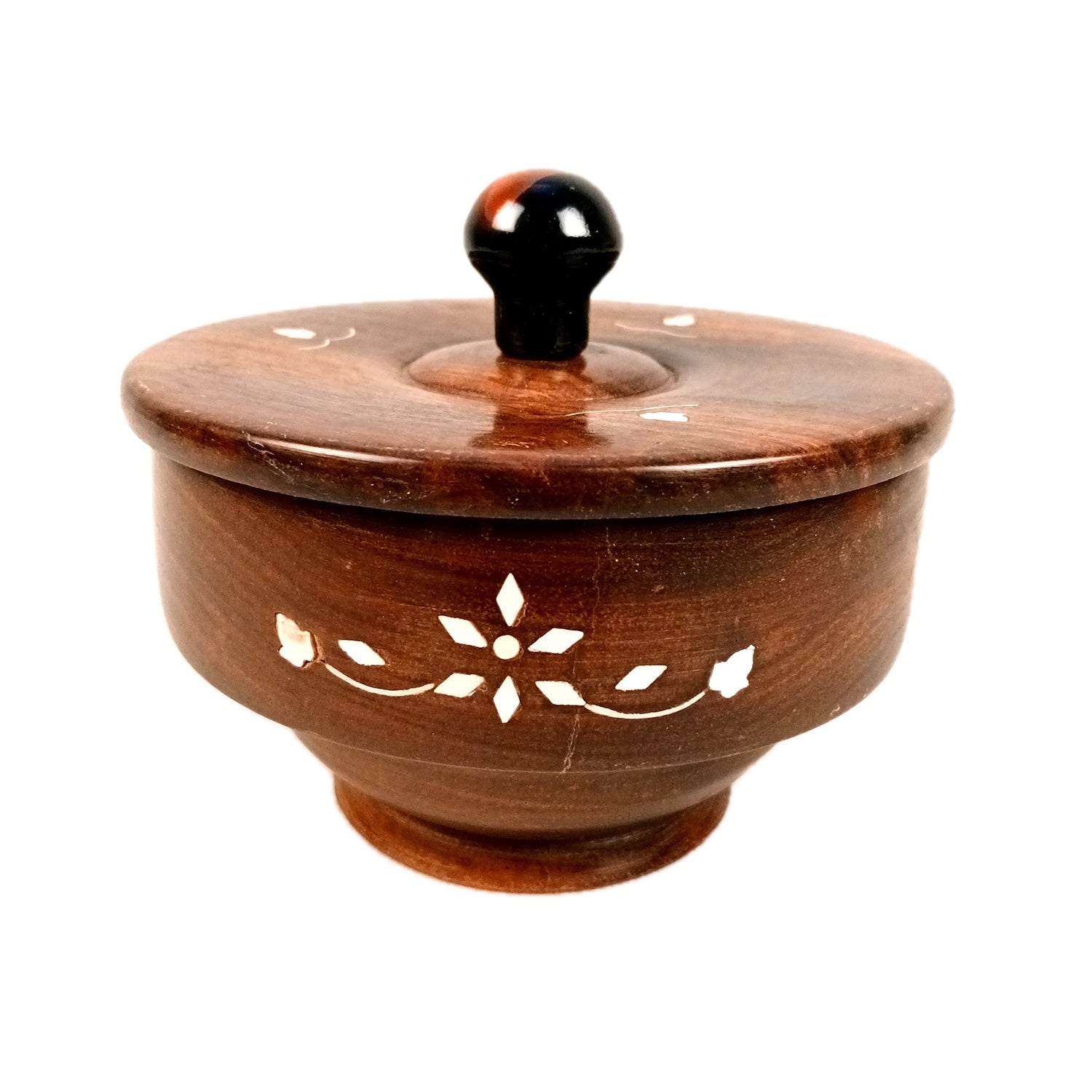Wooden Bowl | Sugar Pot| Dry Fruit Box Container | Salt Spice Jar | Masala Box | Multi-Use Container - for Home, Kitchen, Dining Table Decor - 5 Inch - Apkamart