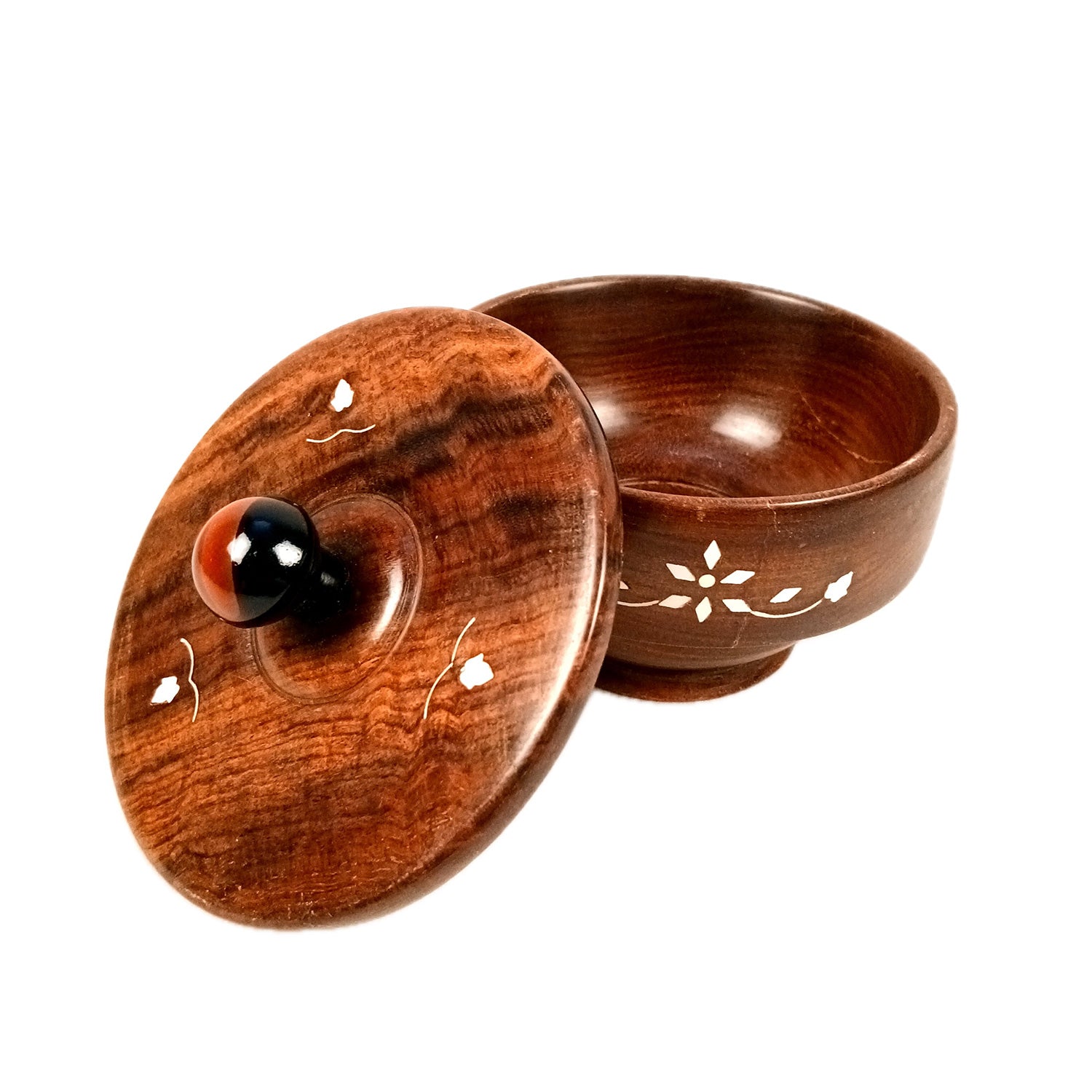 Wooden Bowl | Sugar Pot| Dry Fruit Box Container | Salt Spice Jar | Masala Box | Multi-Use Container - for Home, Kitchen, Dining Table Decor - 5 Inch - Apkamart