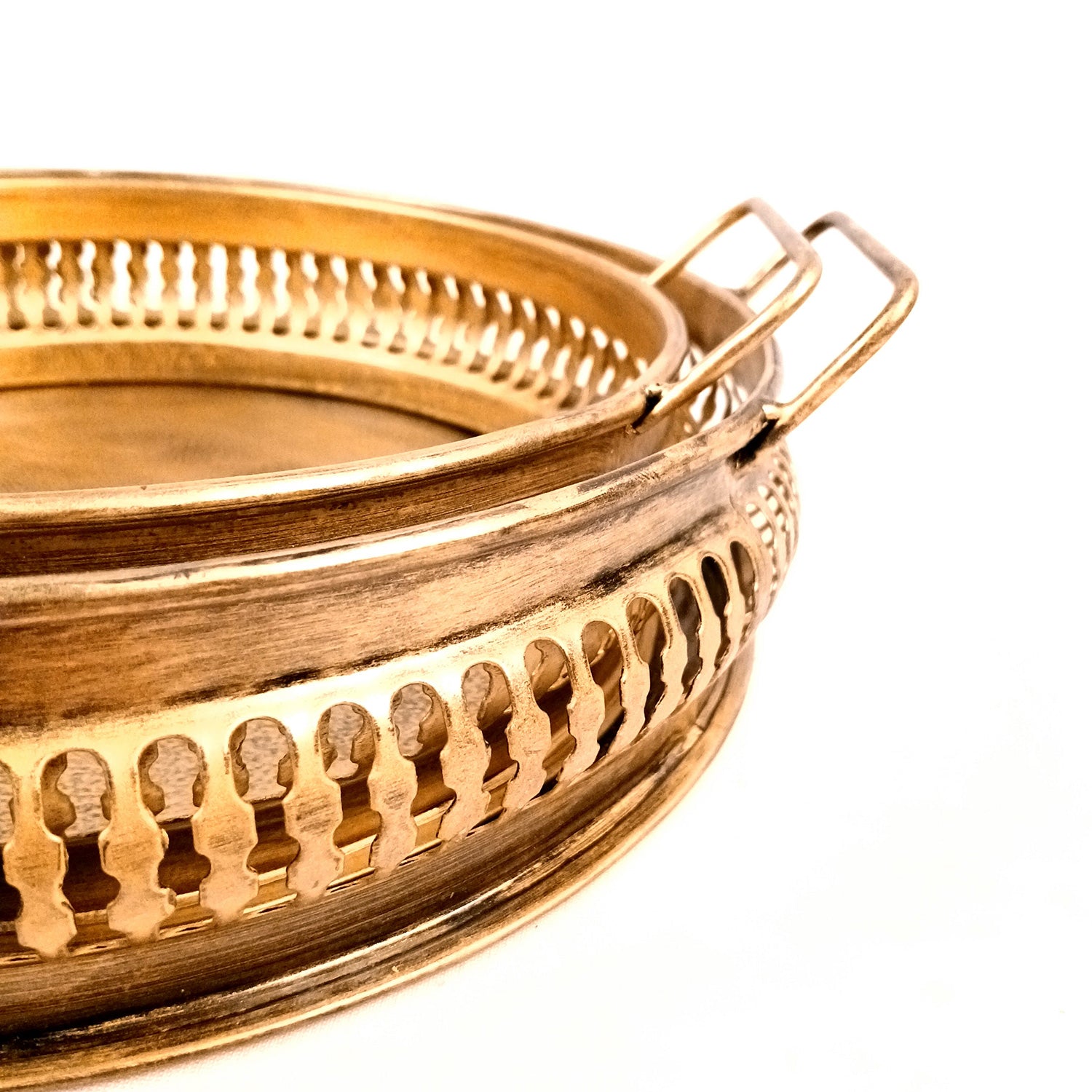 Serving Tray Set | Metal Trays For Tea, Coffee & Snacks | Multipurpose Decorative Tray & Platters - For Home, Dining Table Organization, Kitchen & Gifts - 12 Inch (Pack of 2) - Apkamart