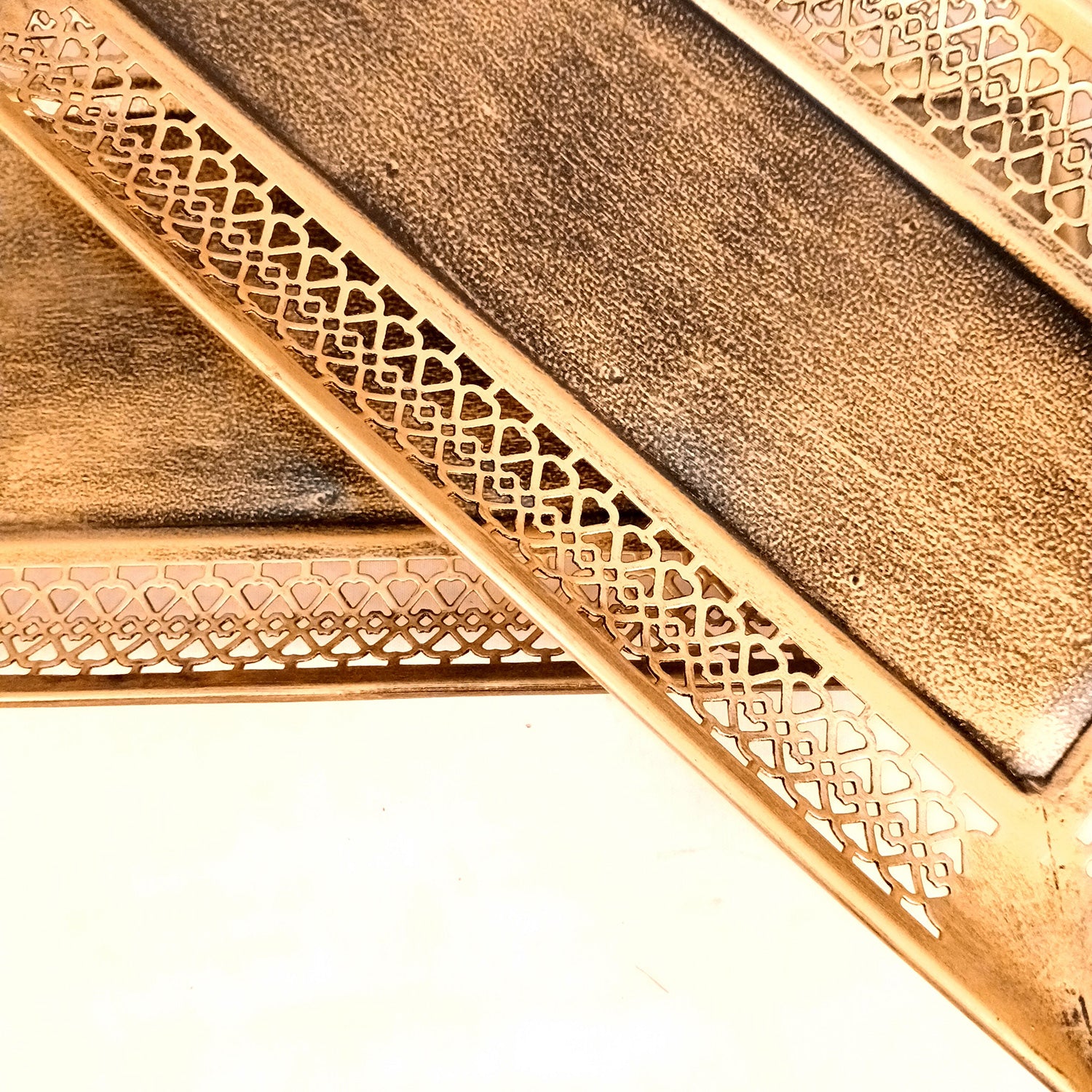 Serving Tray Set | Metal Trays For Tea, Coffee & Snacks | Multipurpose Decorative Tray & Platters - For Home, Dining Table Organization, Kitchen & Gifts - 15 Inch (Set Of 2) - Apkamart