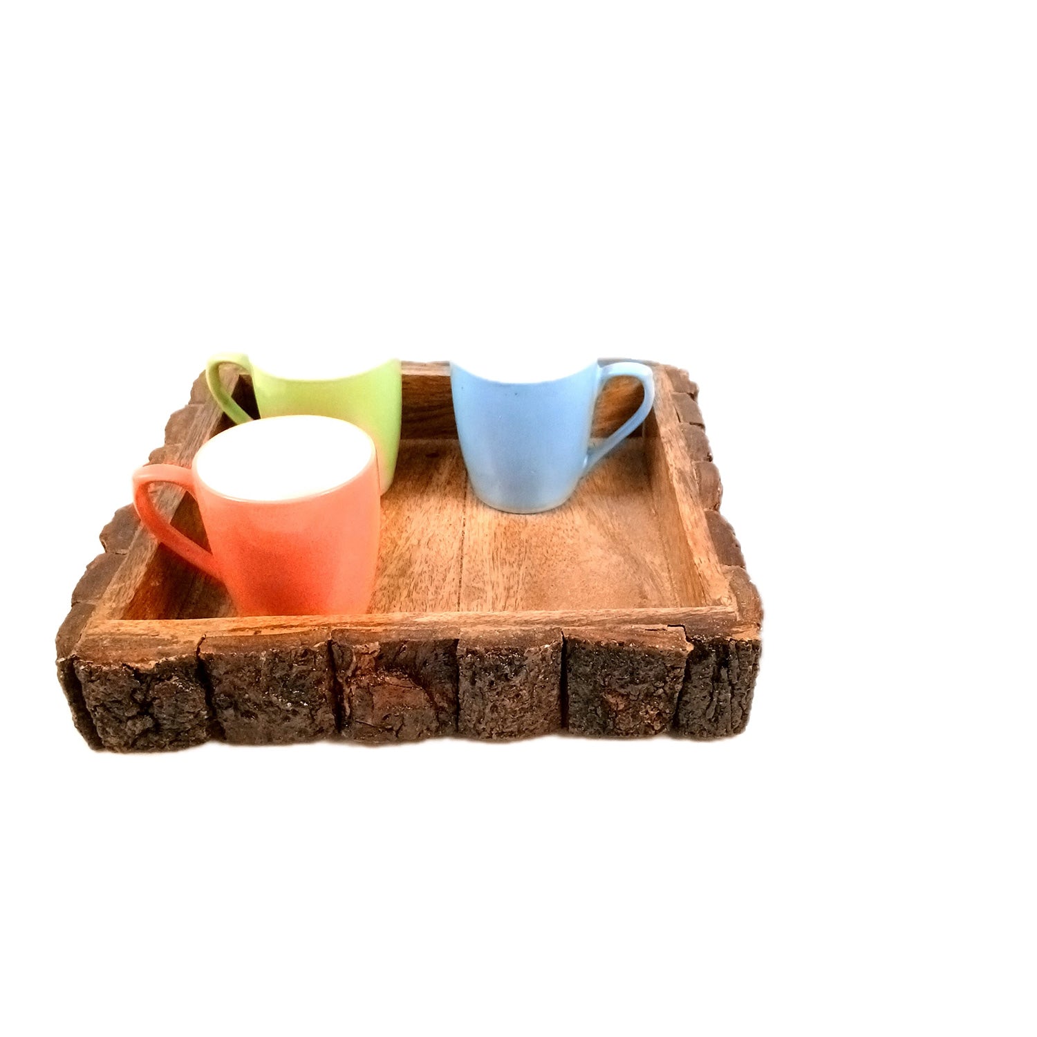 Wooden Tray Set | Serving Trays For Tea, Coffee & Snacks | Multipurpose Decorative Tray & Platters - For Home, Dining Table Organization, Kitchen & Gifts - 10 Inch (Pack of 3) - Apkamart