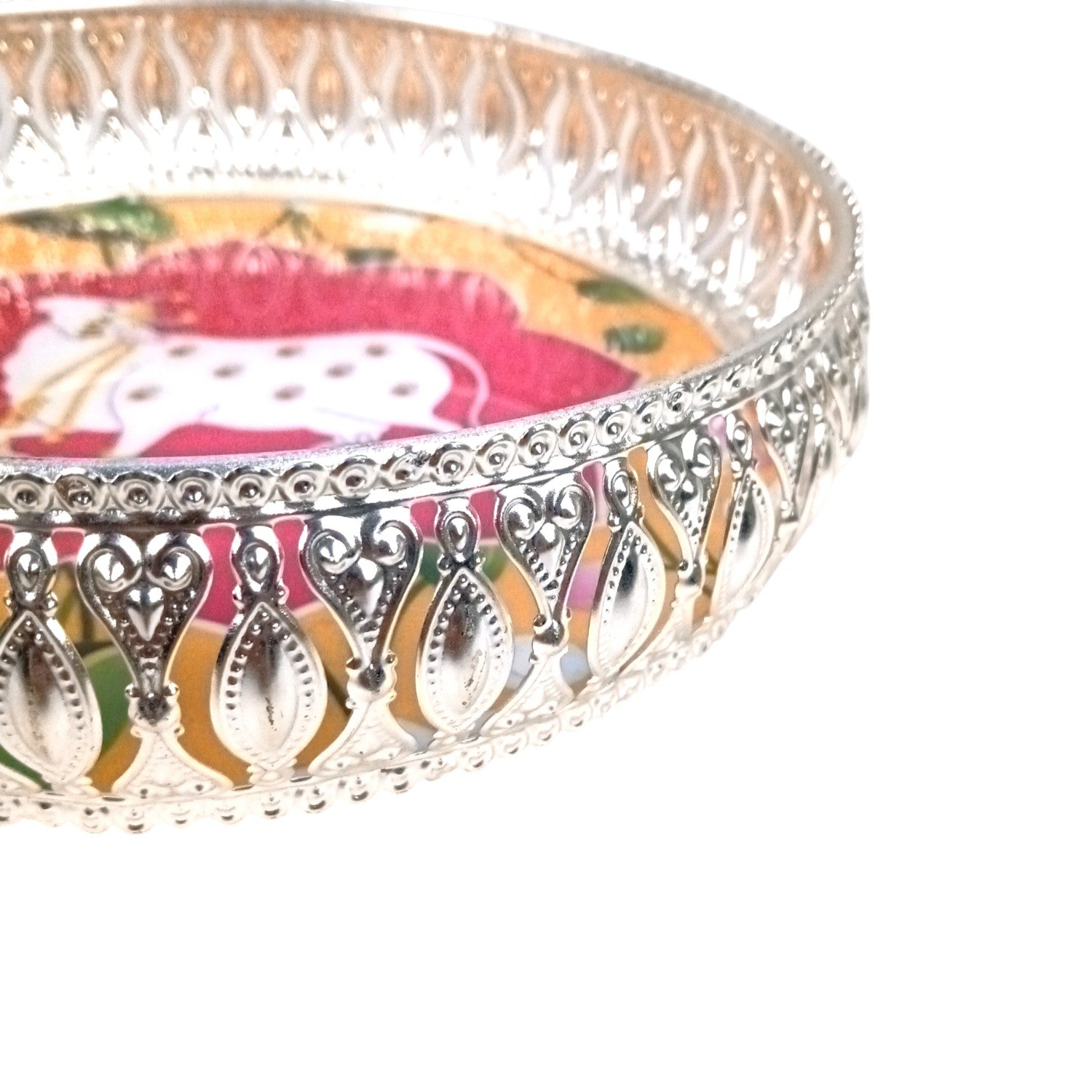 Round Serving Tray | Tray for Kitchen & Home Decor | Handcrafted Decorative Tray | Beautiful Tray for Dining & Center Table - 8 Inch - Apkamat