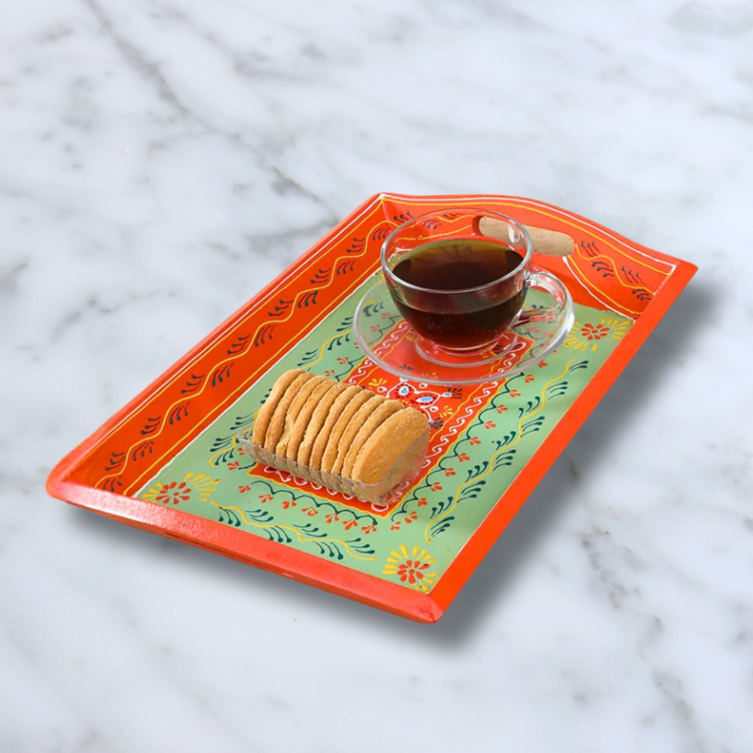 Wooden Serving Tray Set | Tea & Snacks Serving Platter - For Home, Dining Table, Kitchen Decor | Wedding & Housewarming Gift (Combo of 3) - Apkamart #Style_Design 1