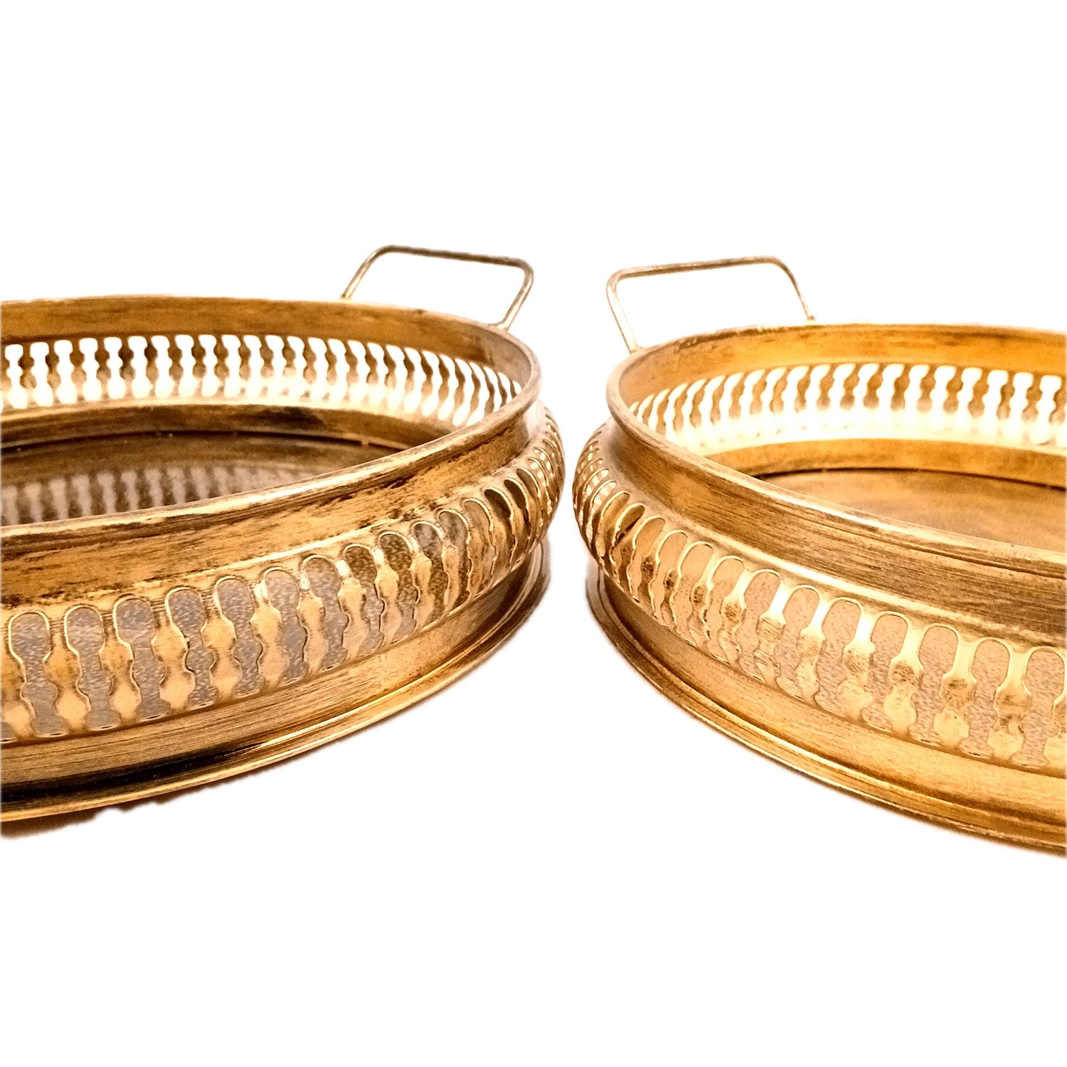 Serving Tray Set | Metal Trays For Tea, Coffee & Snacks | Multipurpose Decorative Tray & Platters - For Home, Dining Table Organization, Kitchen & Gifts - 12 Inch (Pack of 2) - Apkamart