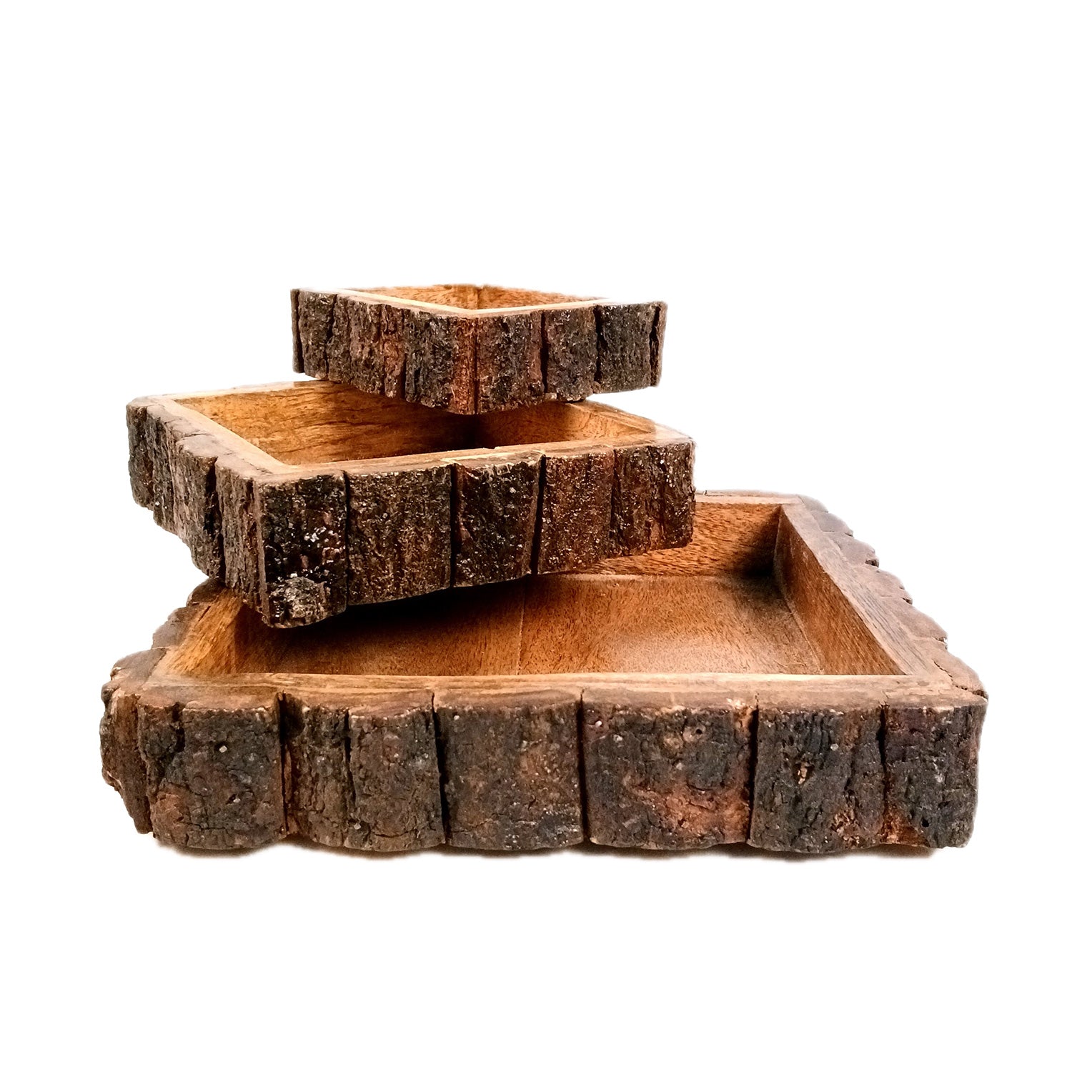 Wooden Tray Set | Serving Trays For Tea, Coffee & Snacks | Multipurpose Decorative Tray & Platters - For Home, Dining Table Organization, Kitchen & Gifts - 10 Inch (Pack of 3) - Apkamart
