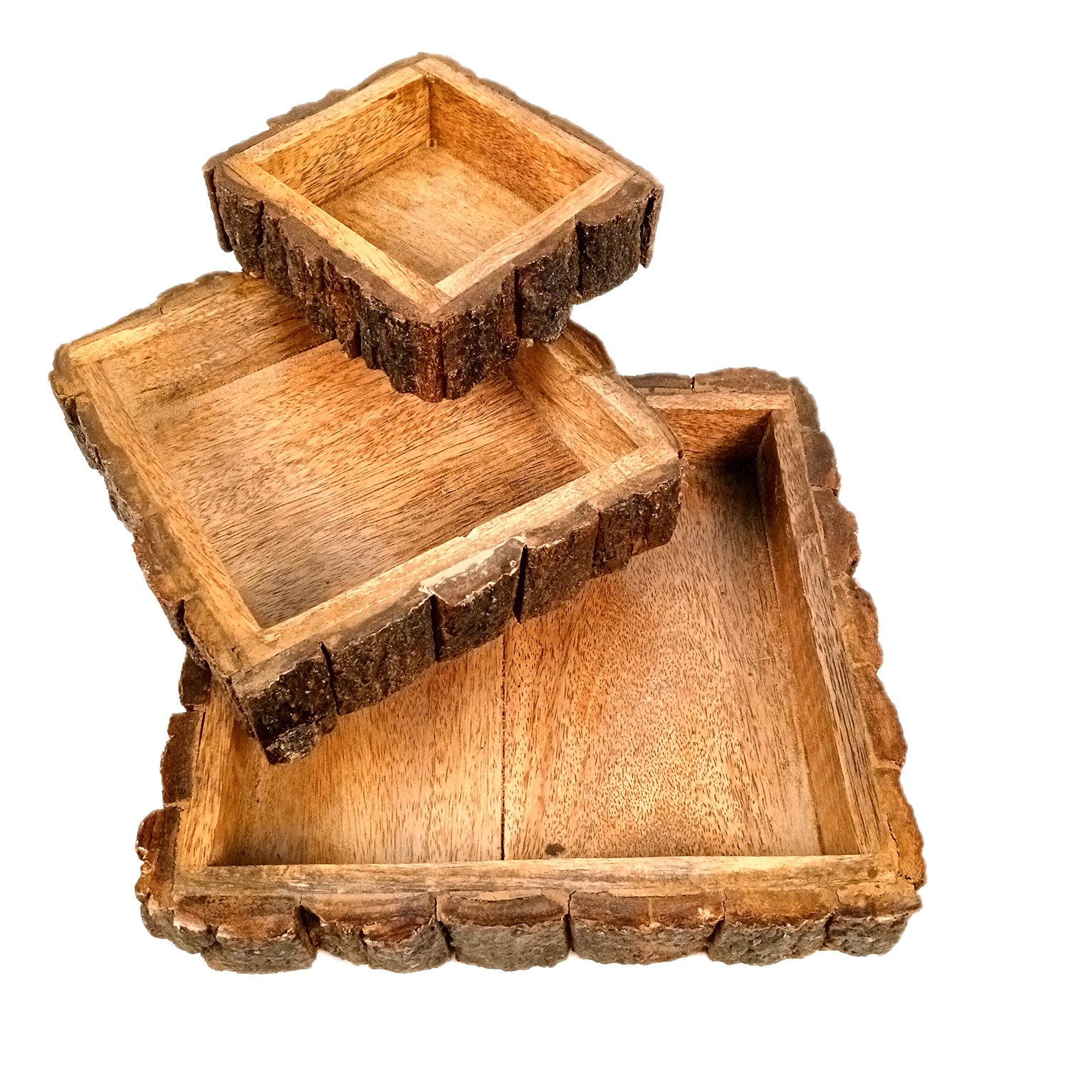Wooden Tray Set | Serving Trays For Tea, Coffee & Snacks | Multipurpose Decorative Tray & Platters - For Home, Dining Table Organization, Kitchen & Gifts - 10 Inch (Pack of 3) - Apkamart