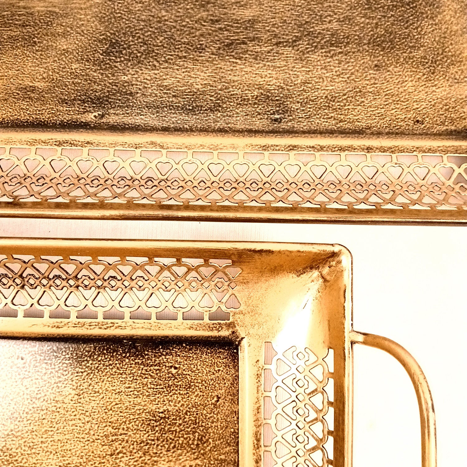 Serving Tray Set | Metal Trays For Tea, Coffee & Snacks | Multipurpose Decorative Tray & Platters - For Home, Dining Table Organization, Kitchen & Gifts - 15 Inch (Set Of 2) - Apkamart